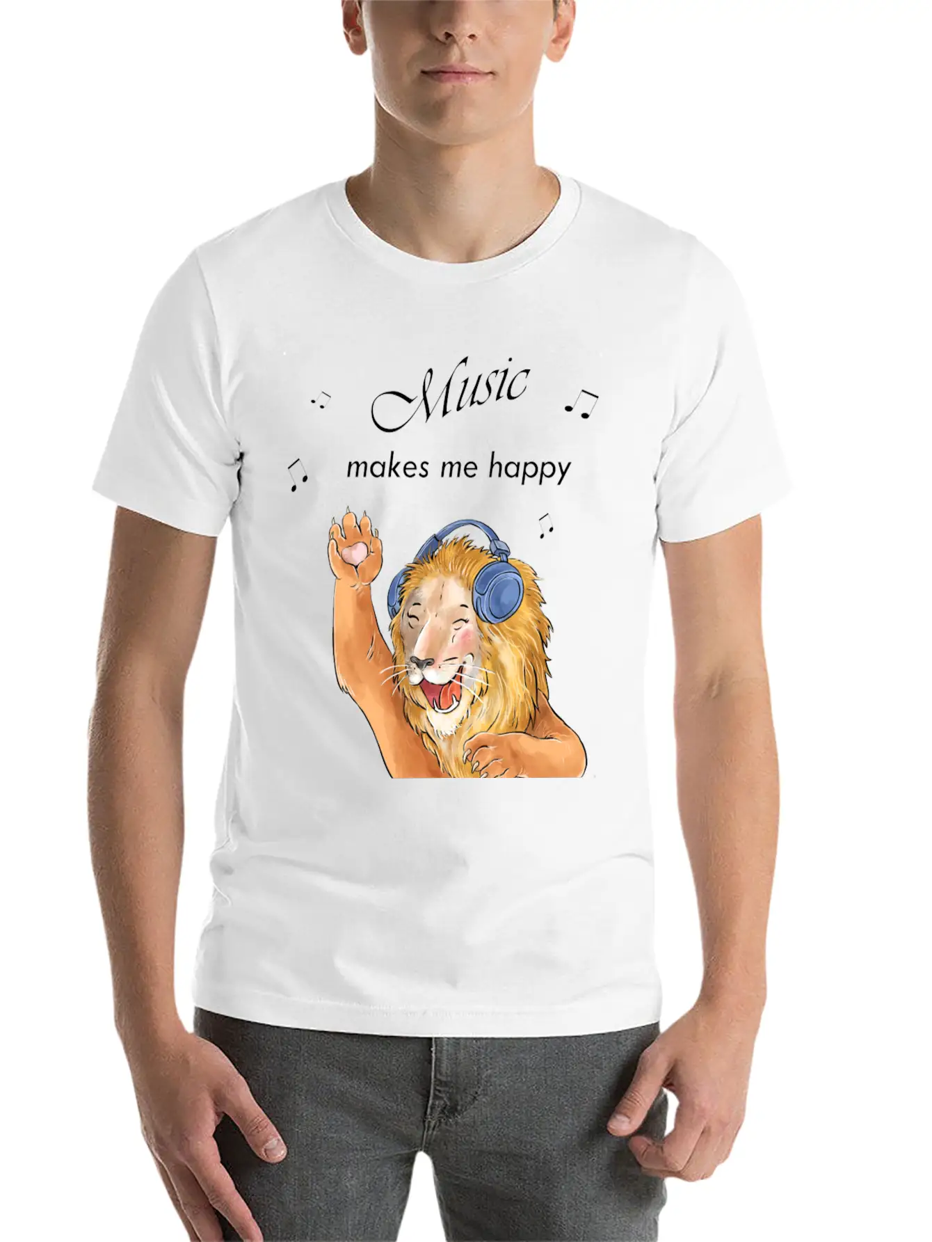 Music Makes Me Happy Classic Cotton Tee – Unisex Comfort For Any Season