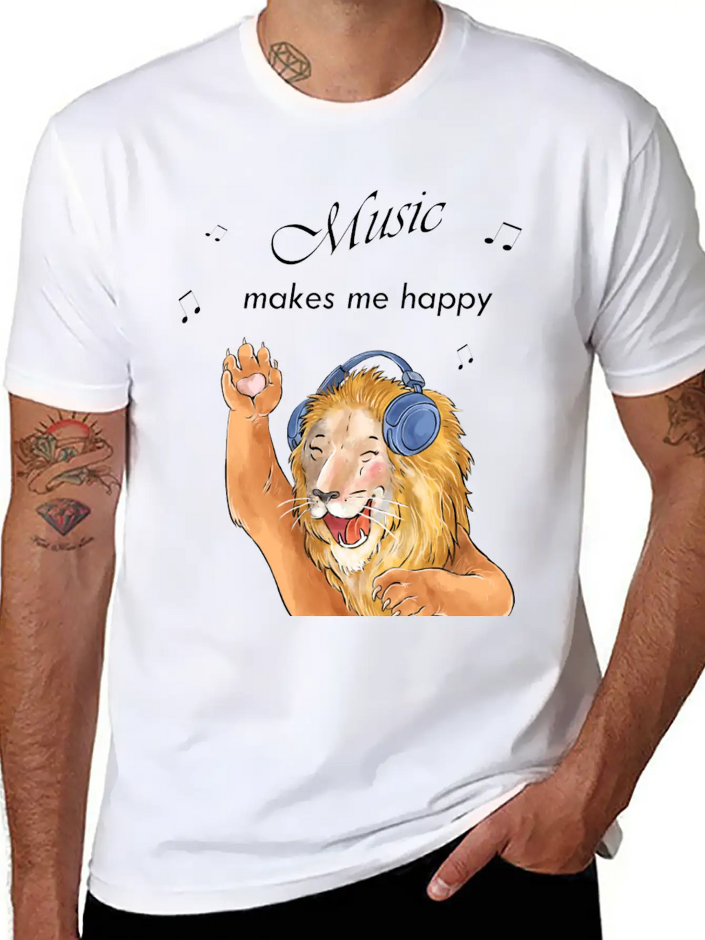 Music Makes Me Happy Classic Cotton Tee – Unisex Comfort For Any Season