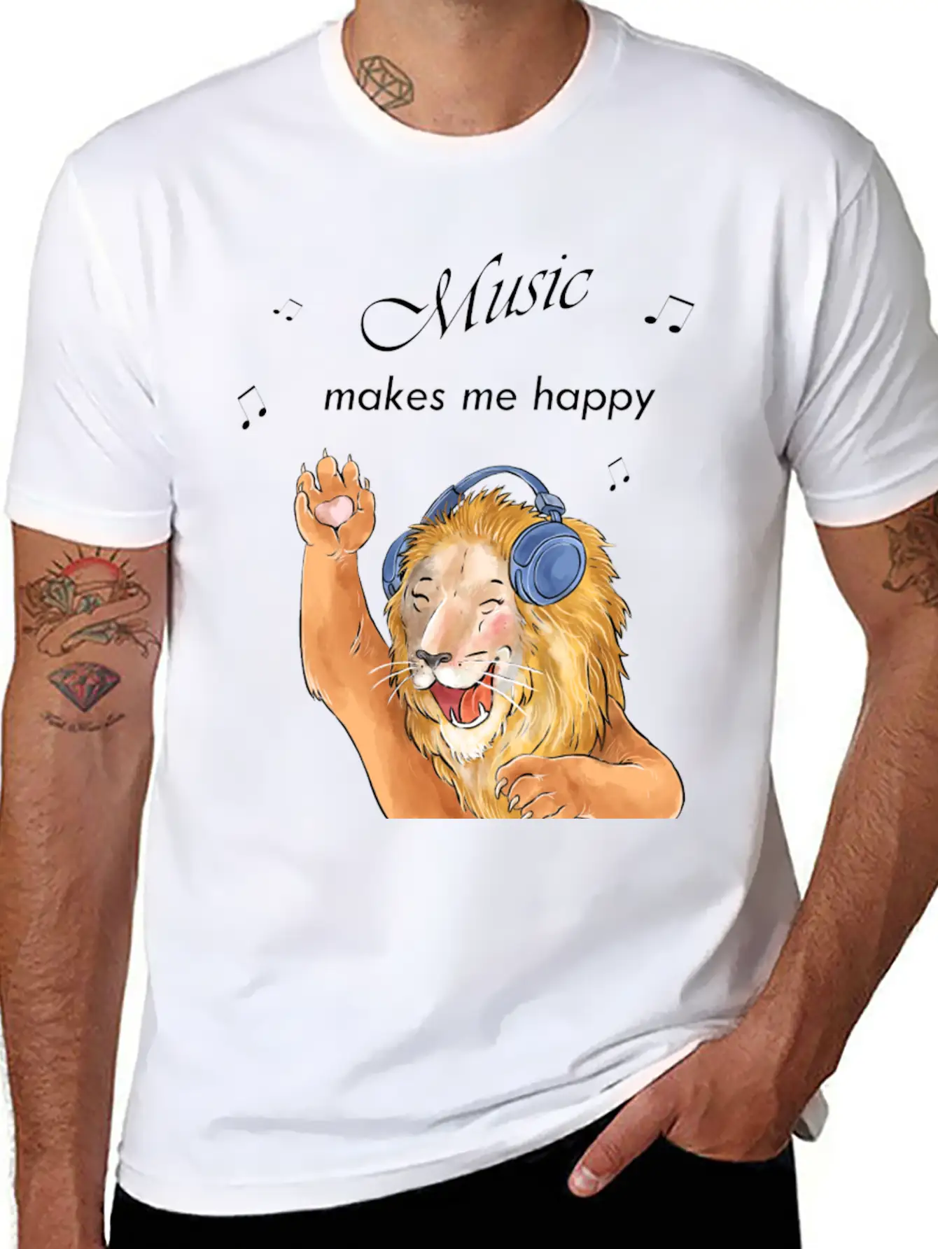 Music Makes Me Happy Classic Cotton Tee – Unisex Comfort For Any Season