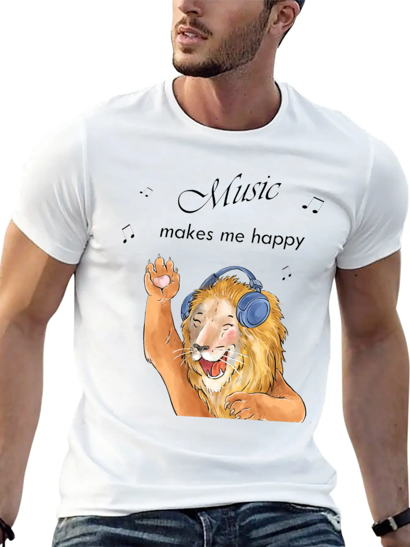 Music Makes Me Happy Classic Cotton Tee – Unisex Comfort For Any Season