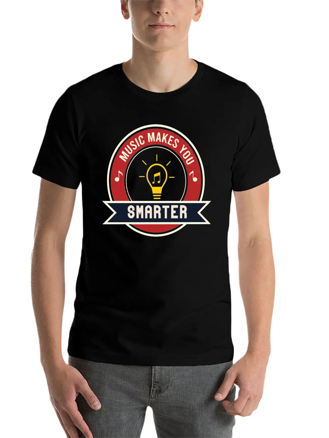 MUSIC MAKES YOU SMARTER Basic Graphic T-Shirt – Daily Comfort In Soft Cotton