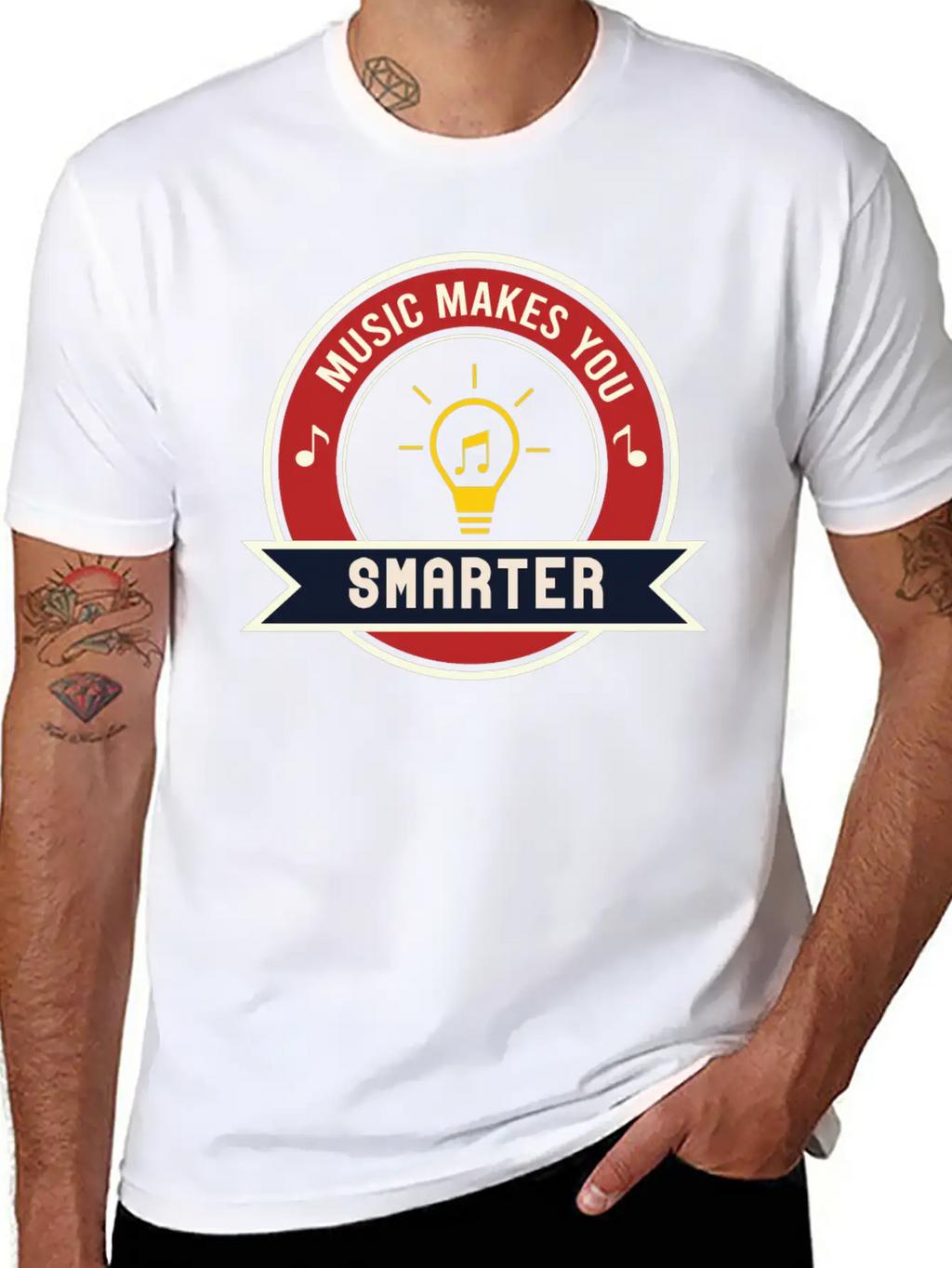 MUSIC MAKES YOU SMARTER Basic Graphic T-Shirt – Daily Comfort In Soft Cotton