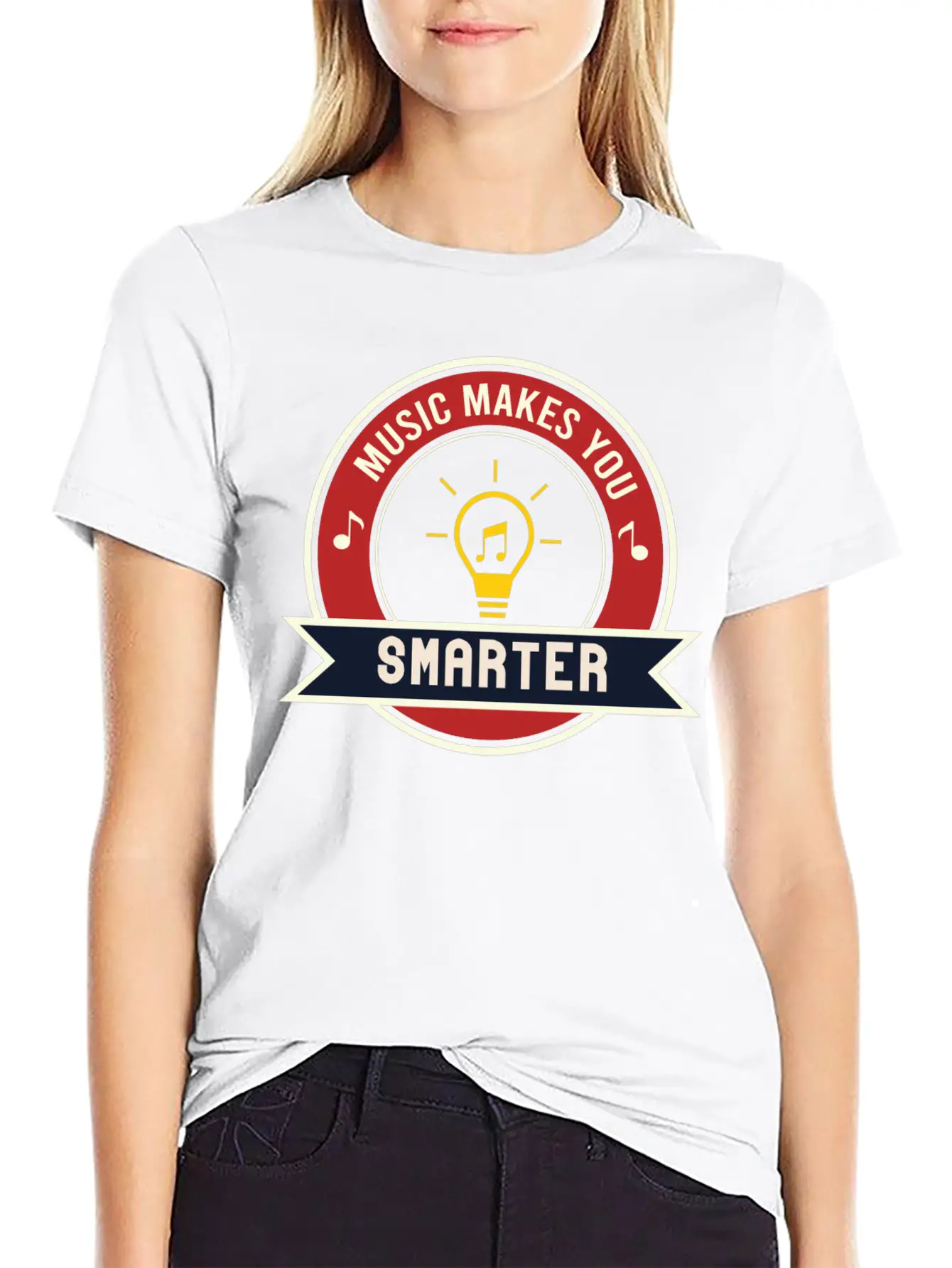 MUSIC MAKES YOU SMARTER Basic Graphic T-Shirt – Daily Comfort In Soft Cotton