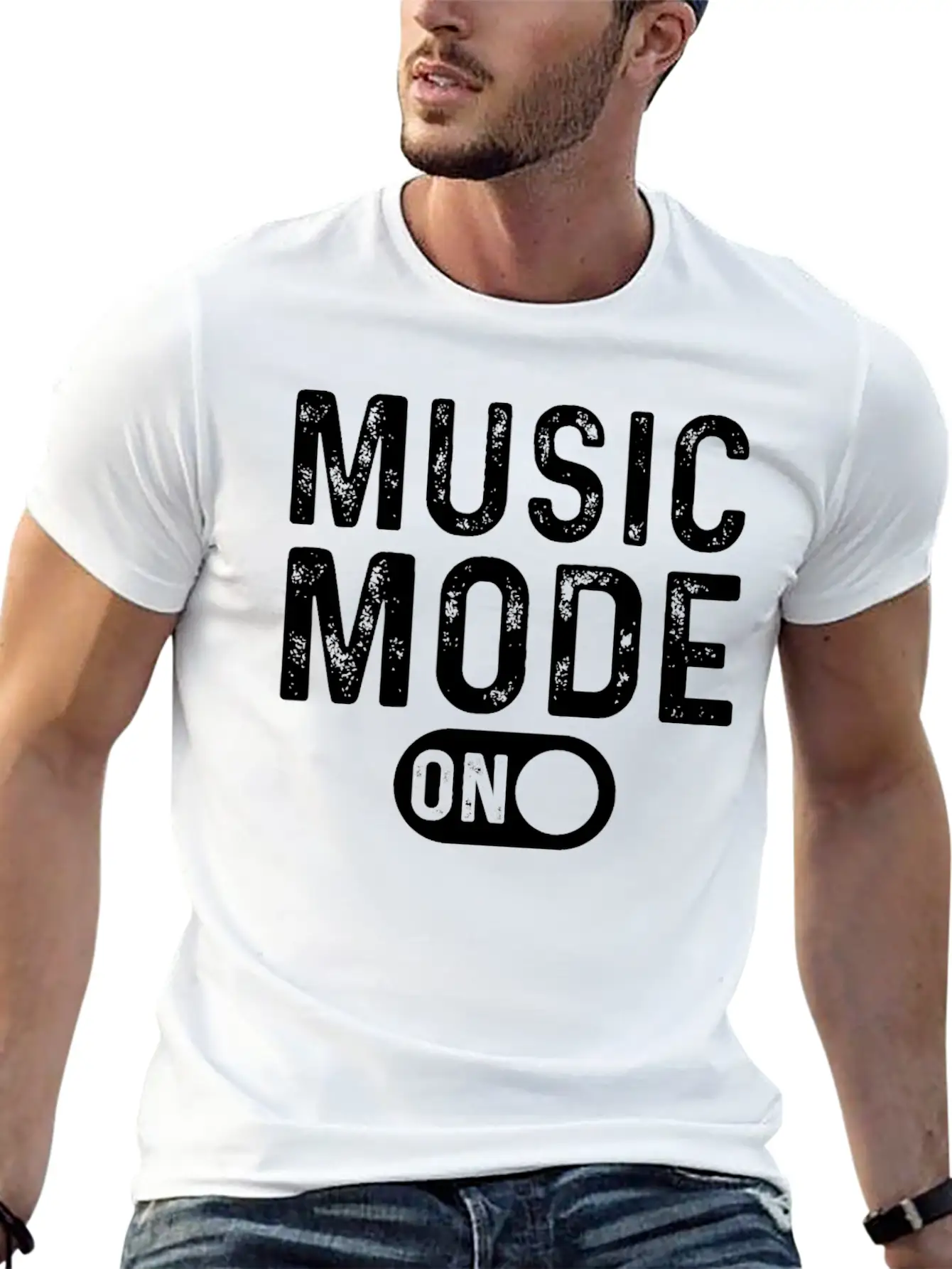 Music Mode On - Musician Music Lover Breathable Soft Cotton T-Shirt – Timeless Casual Look
