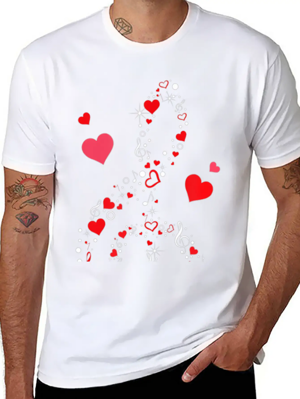 Music Note Hearts Cute Valentines Day Music Lover Classic Cotton Tee – Unisex Comfort For Any Season