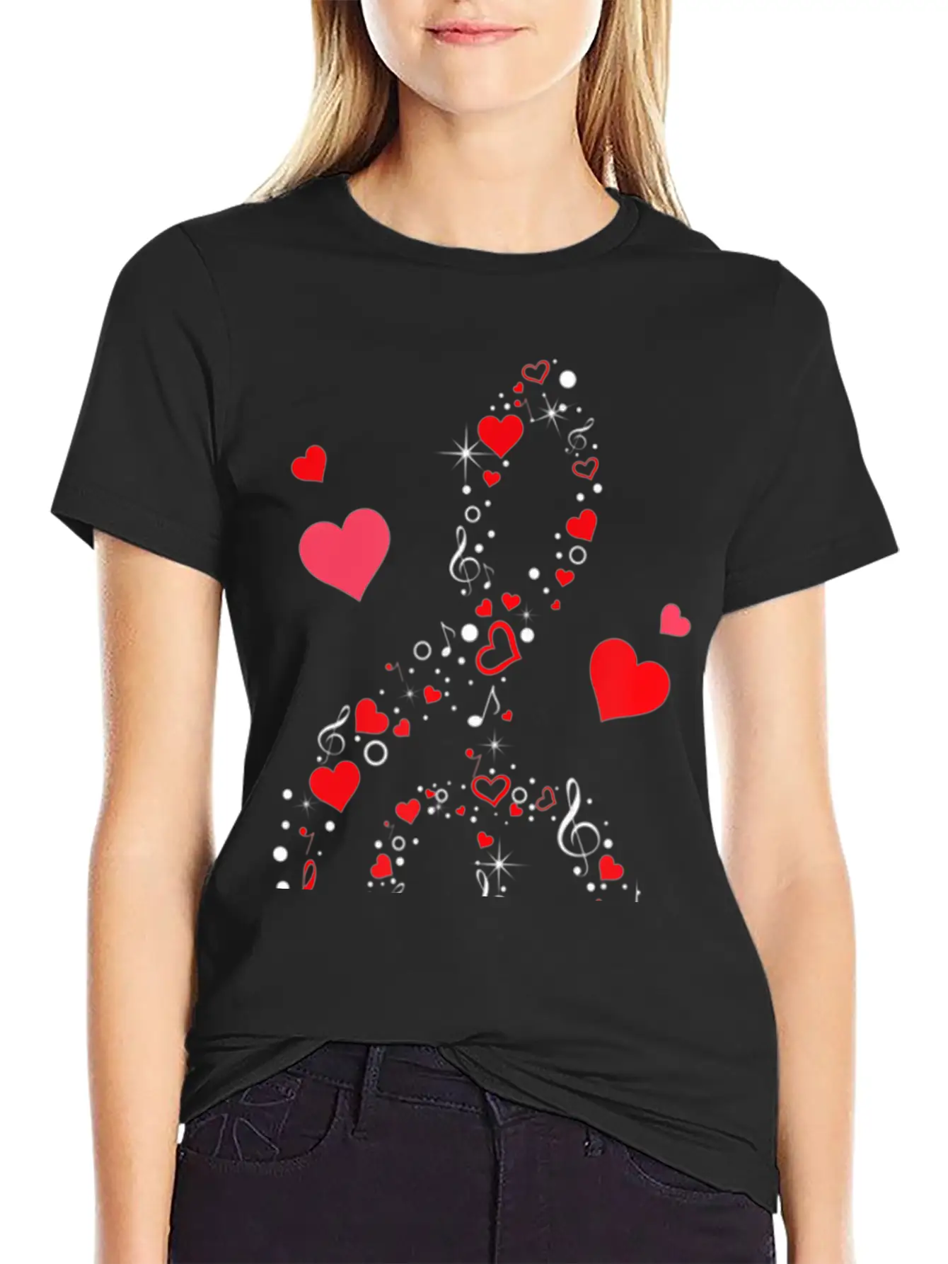 Music Note Hearts Cute Valentines Day Music Lover Classic Cotton Tee – Unisex Comfort For Any Season