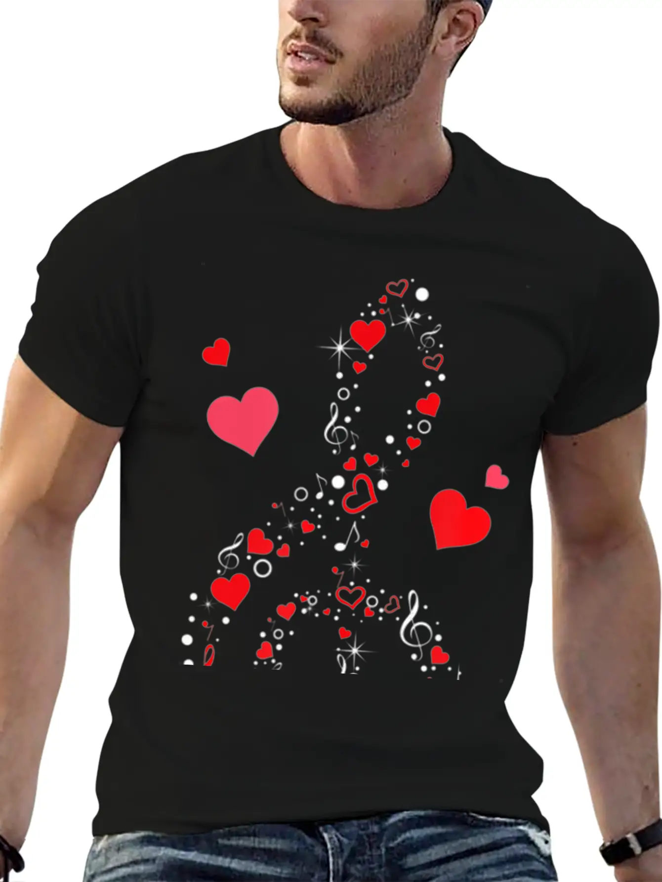 Music Note Hearts Cute Valentines Day Music Lover Classic Cotton Tee – Unisex Comfort For Any Season