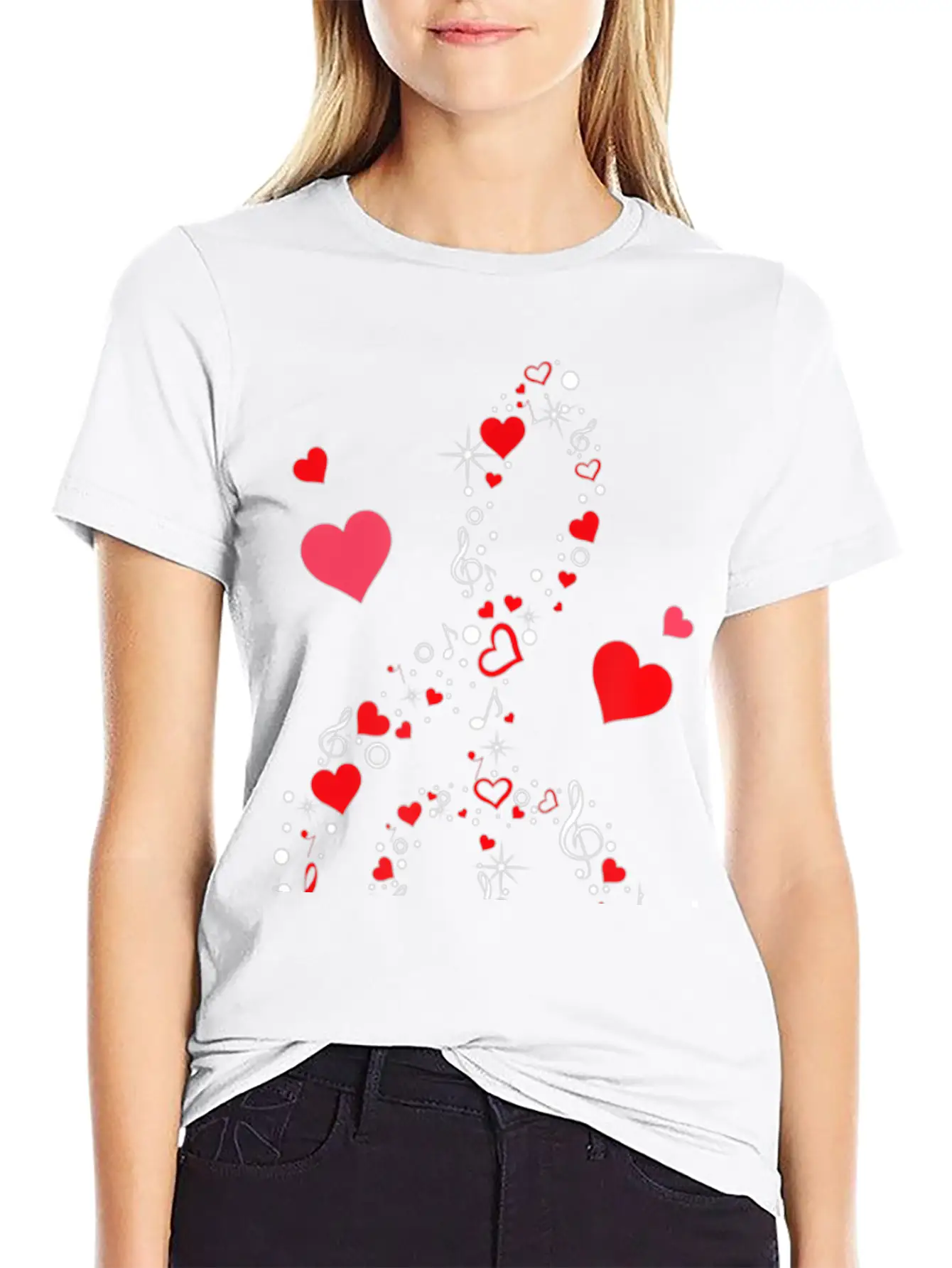 Music Note Hearts Cute Valentines Day Music Lover Classic Cotton Tee – Unisex Comfort For Any Season
