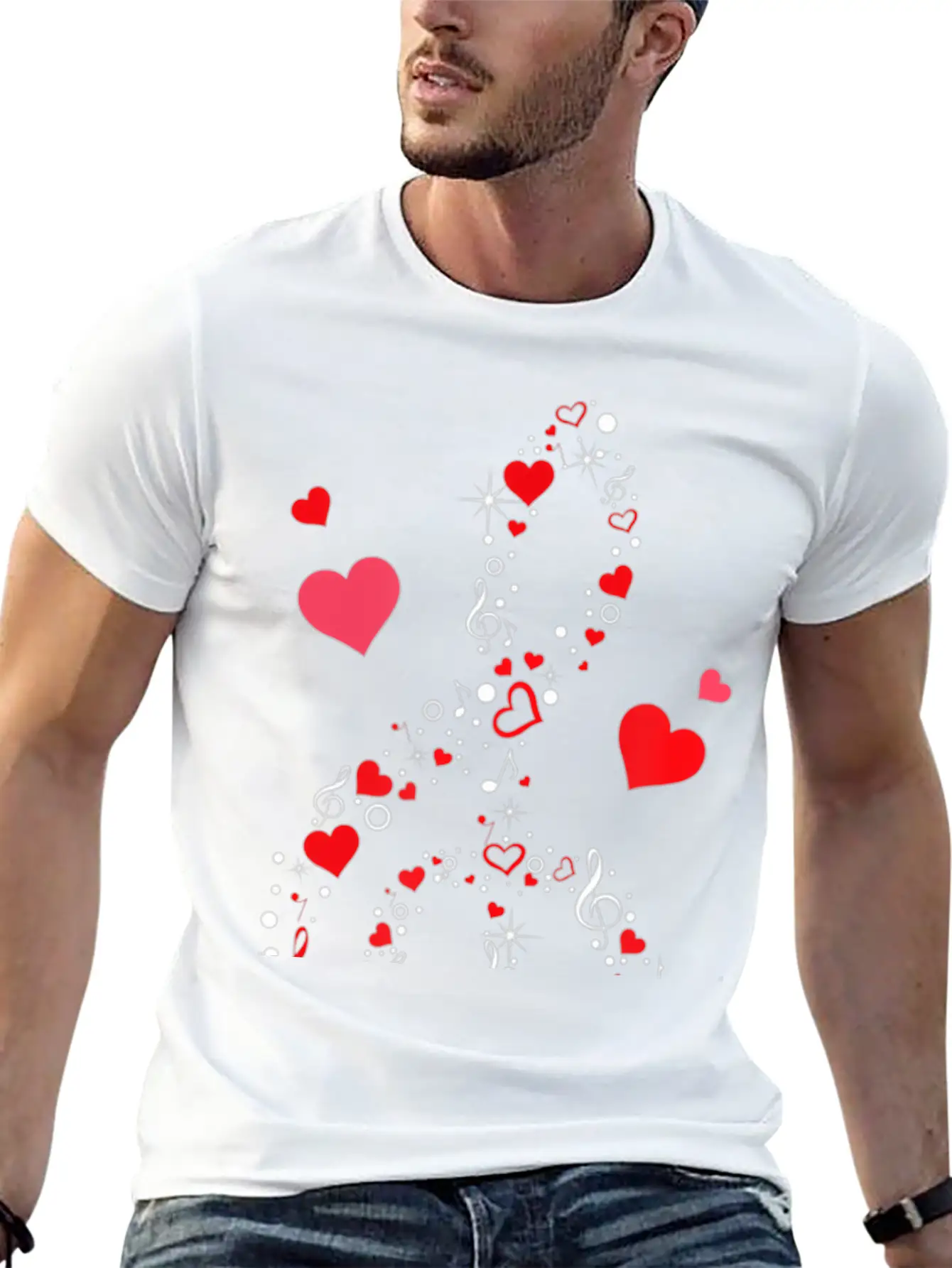 Music Note Hearts Cute Valentines Day Music Lover Classic Cotton Tee – Unisex Comfort For Any Season