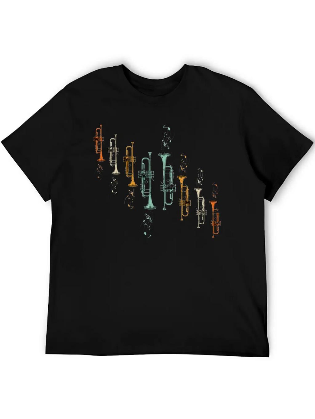 Music Notes Jazz Musician Trumpeter Gift Trumpet Breathable Soft Cotton T-Shirt – Timeless Casual Look
