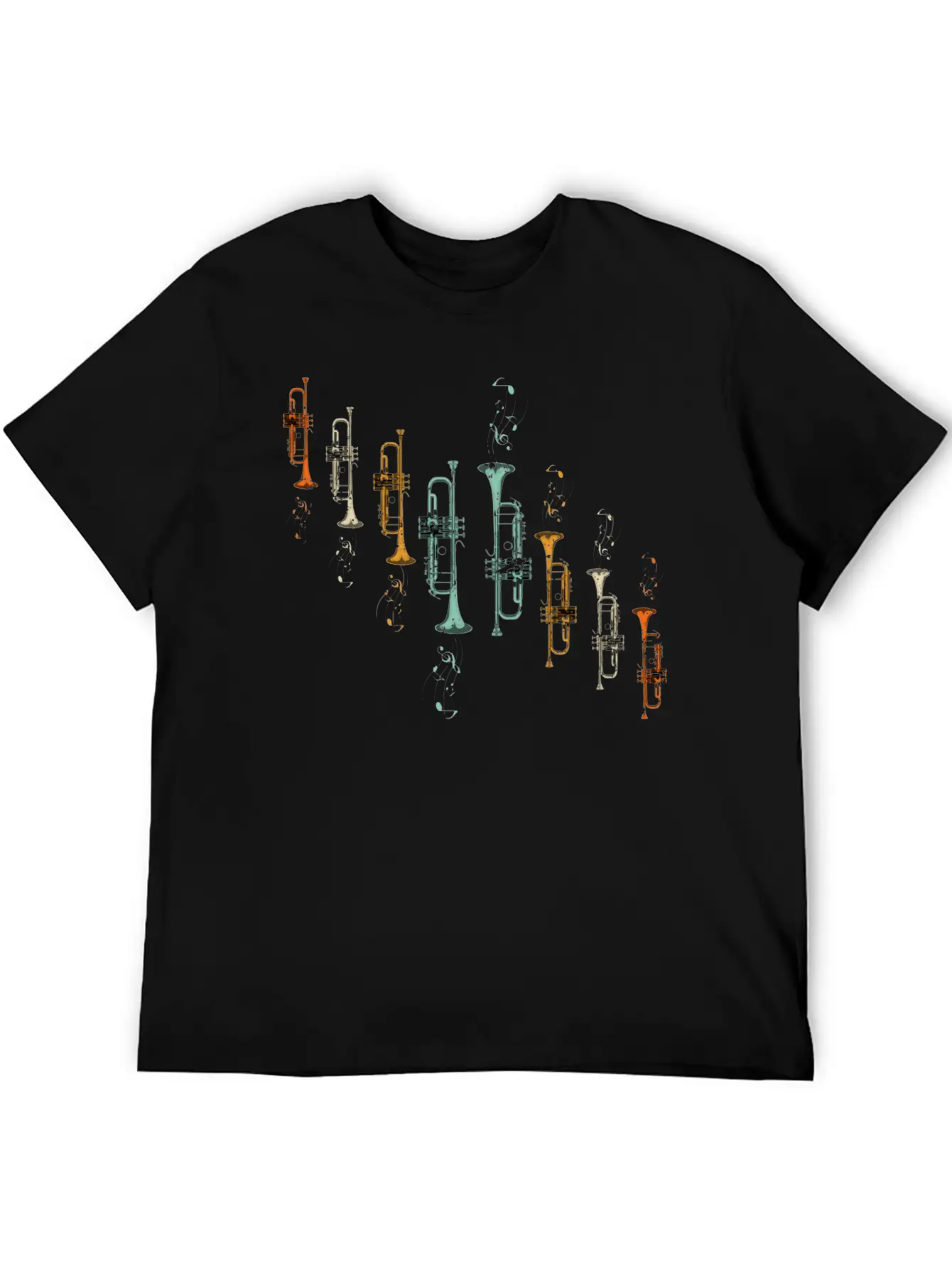 Music Notes Jazz Musician Trumpeter Gift Trumpet Breathable Soft Cotton T-Shirt – Timeless Casual Look