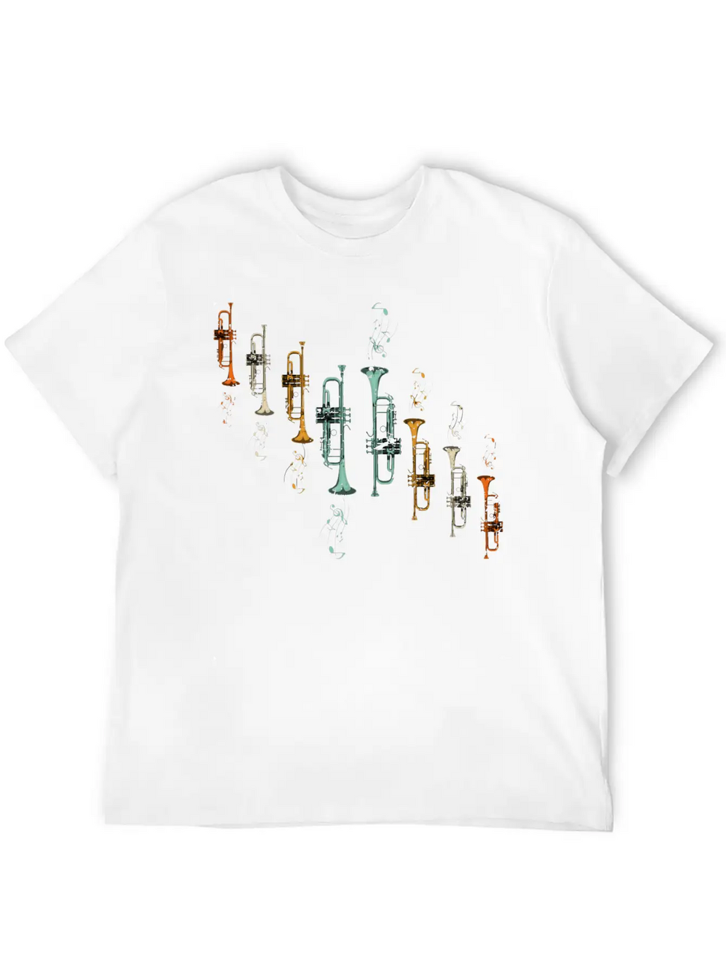 Music Notes Jazz Musician Trumpeter Gift Trumpet Breathable Soft Cotton T-Shirt – Timeless Casual Look
