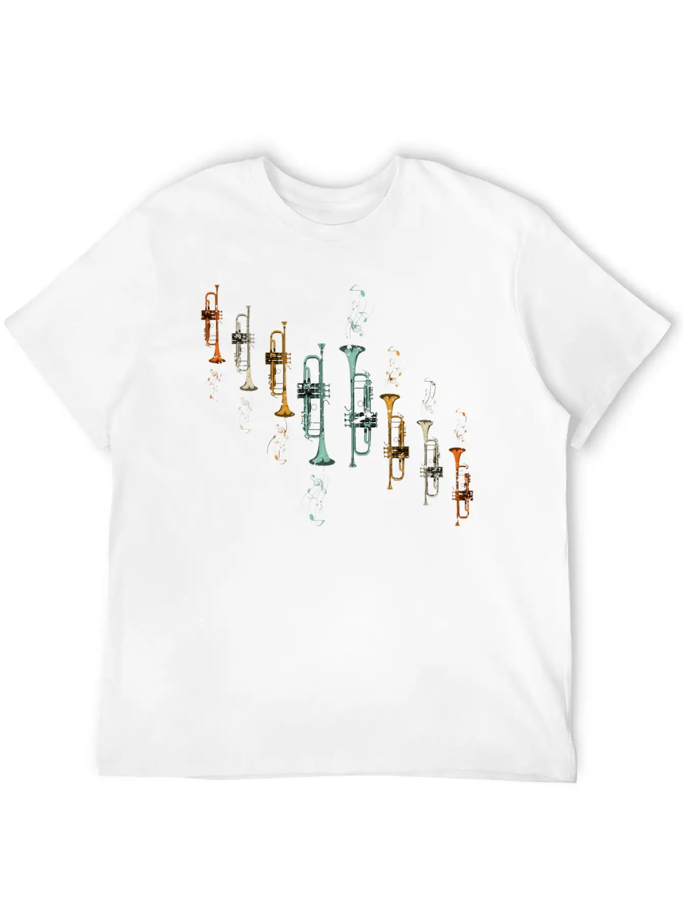 Music Notes Jazz Musician Trumpeter Gift Trumpet Breathable Soft Cotton T-Shirt – Timeless Casual Look