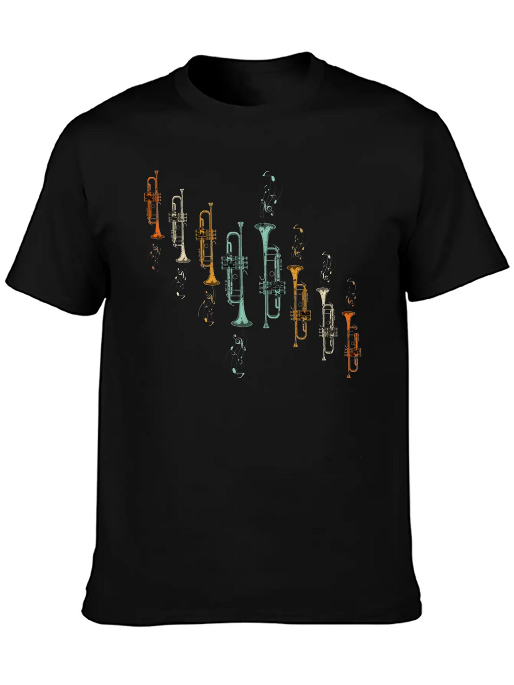 Music Notes Jazz Musician Trumpeter Gift Trumpet Breathable Soft Cotton T-Shirt – Timeless Casual Look