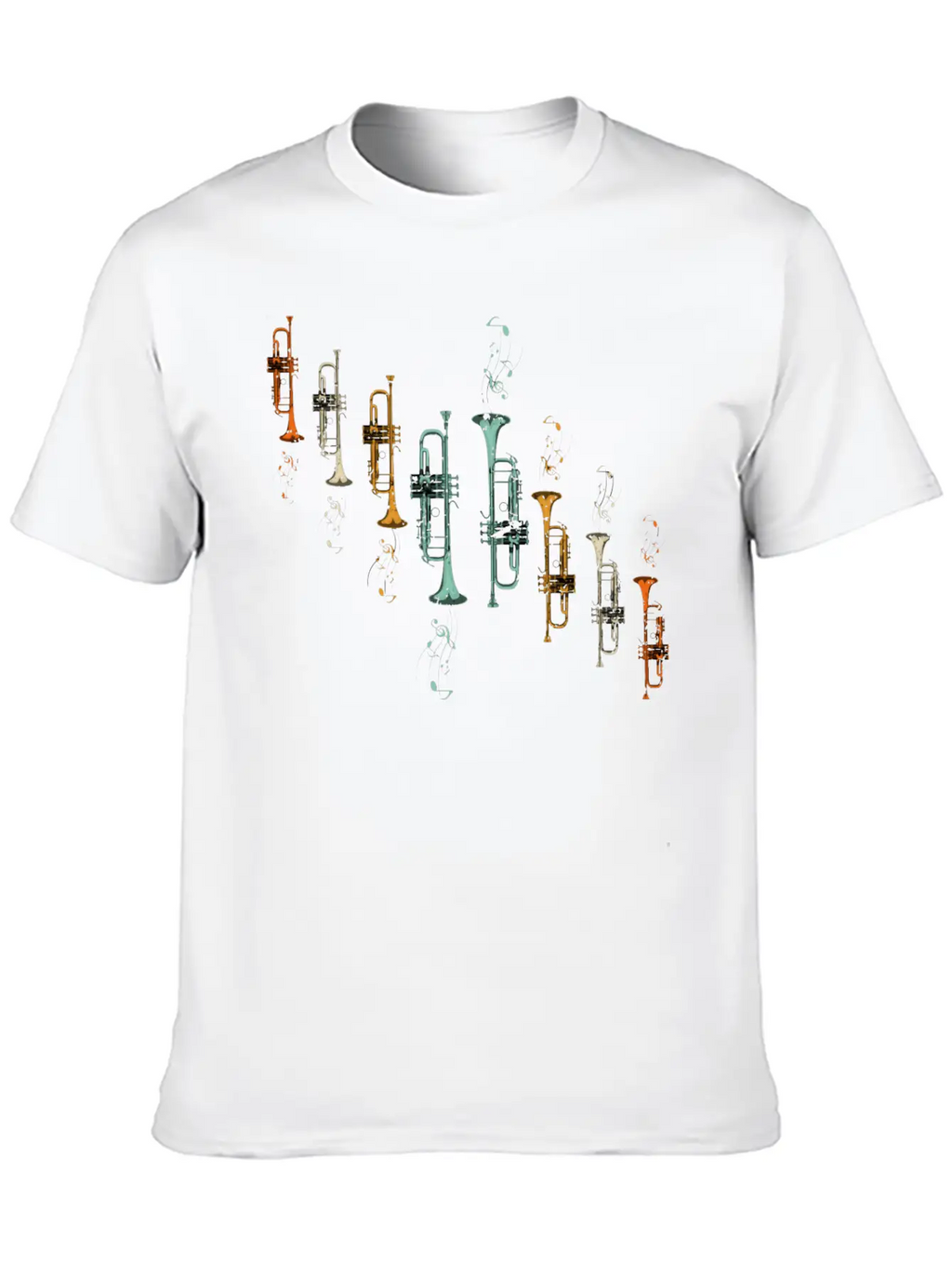 Music Notes Jazz Musician Trumpeter Gift Trumpet Breathable Soft Cotton T-Shirt – Timeless Casual Look
