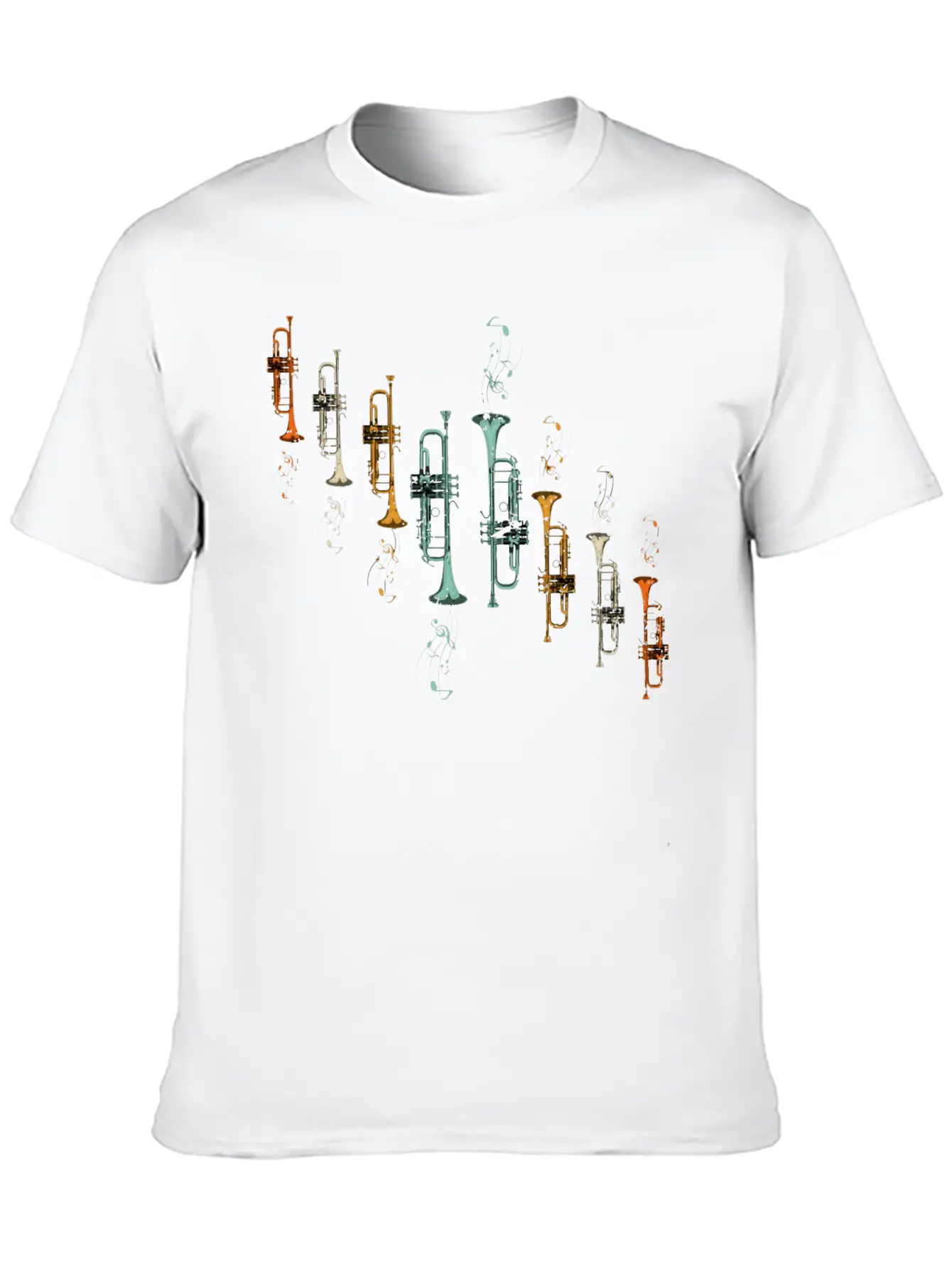 Music Notes Jazz Musician Trumpeter Gift Trumpet Breathable Soft Cotton T-Shirt – Timeless Casual Look