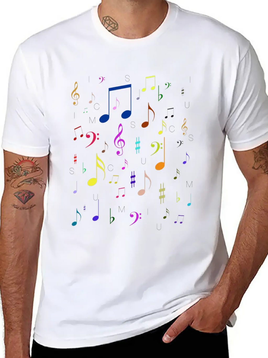 Music Notes Treble Bass Minim Quaver Breve Concert Relaxed Everyday Tee – Lightweight And Durable Cotton