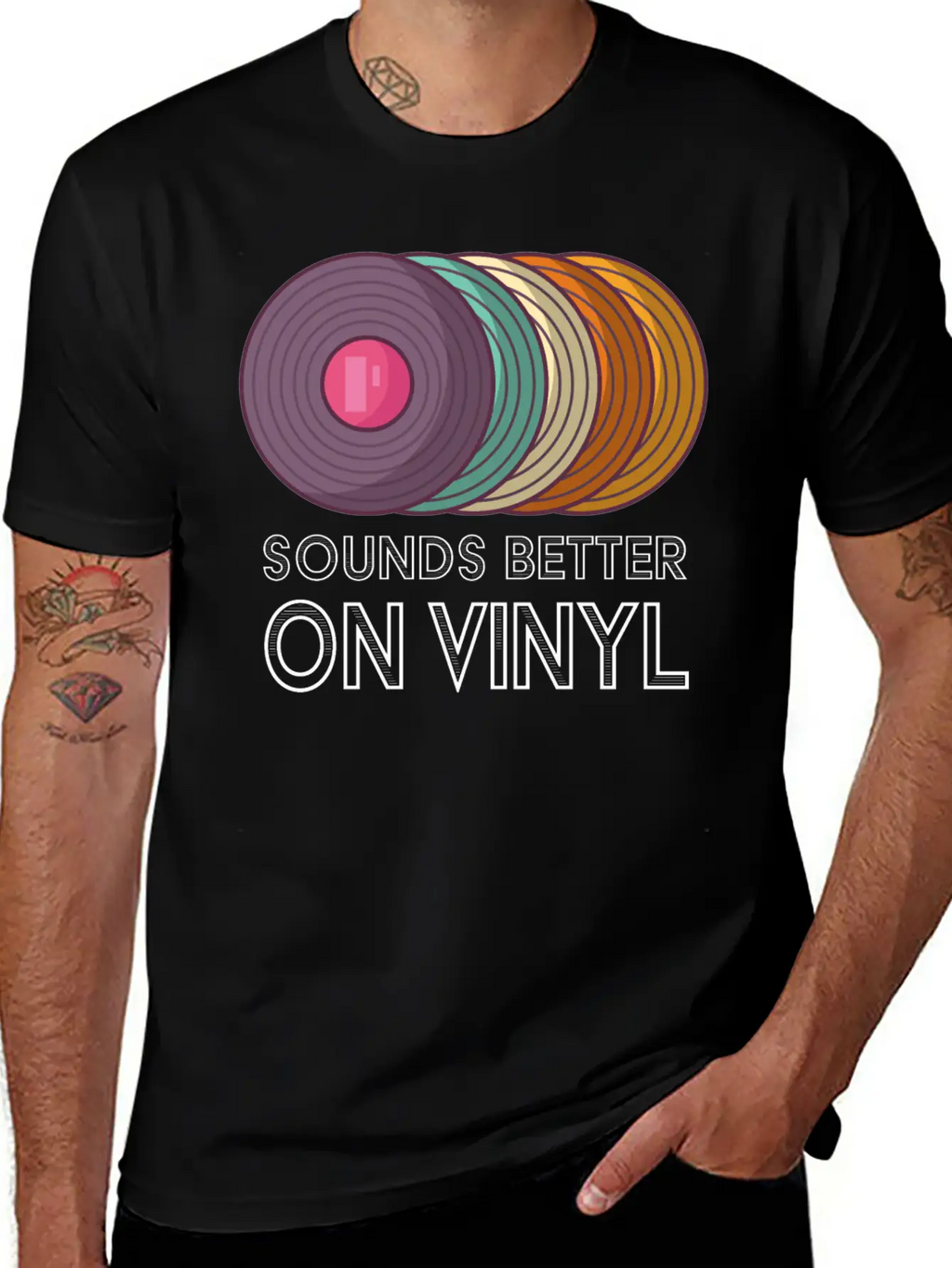 Music Sounds Better On Vinyl Retro Sound Vintage Breathable Soft Cotton T-Shirt – Timeless Casual Look