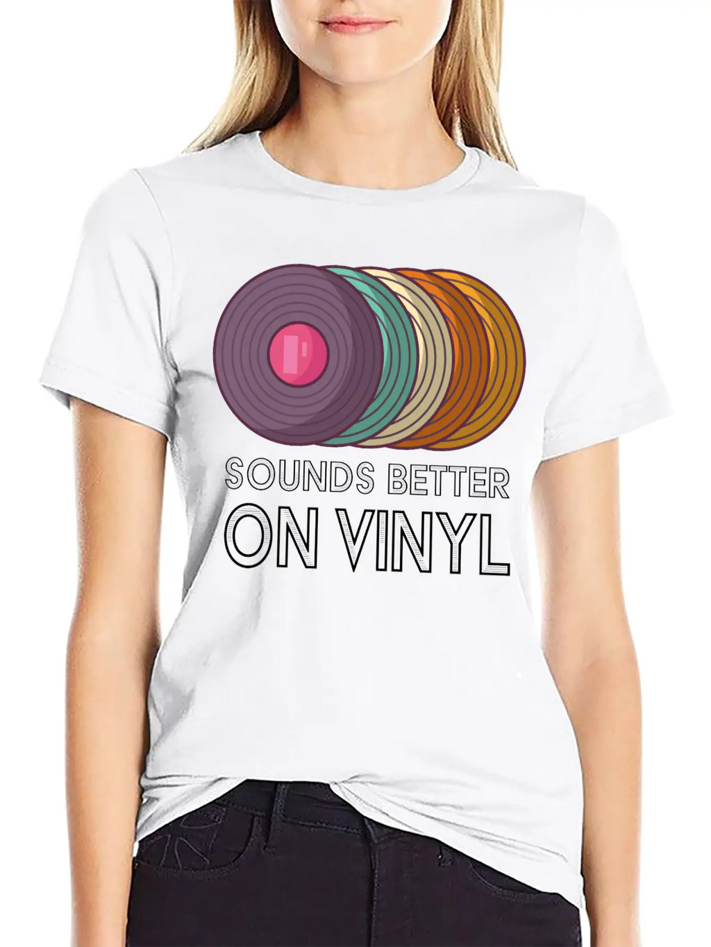 Music Sounds Better On Vinyl Retro Sound Vintage Breathable Soft Cotton T-Shirt – Timeless Casual Look