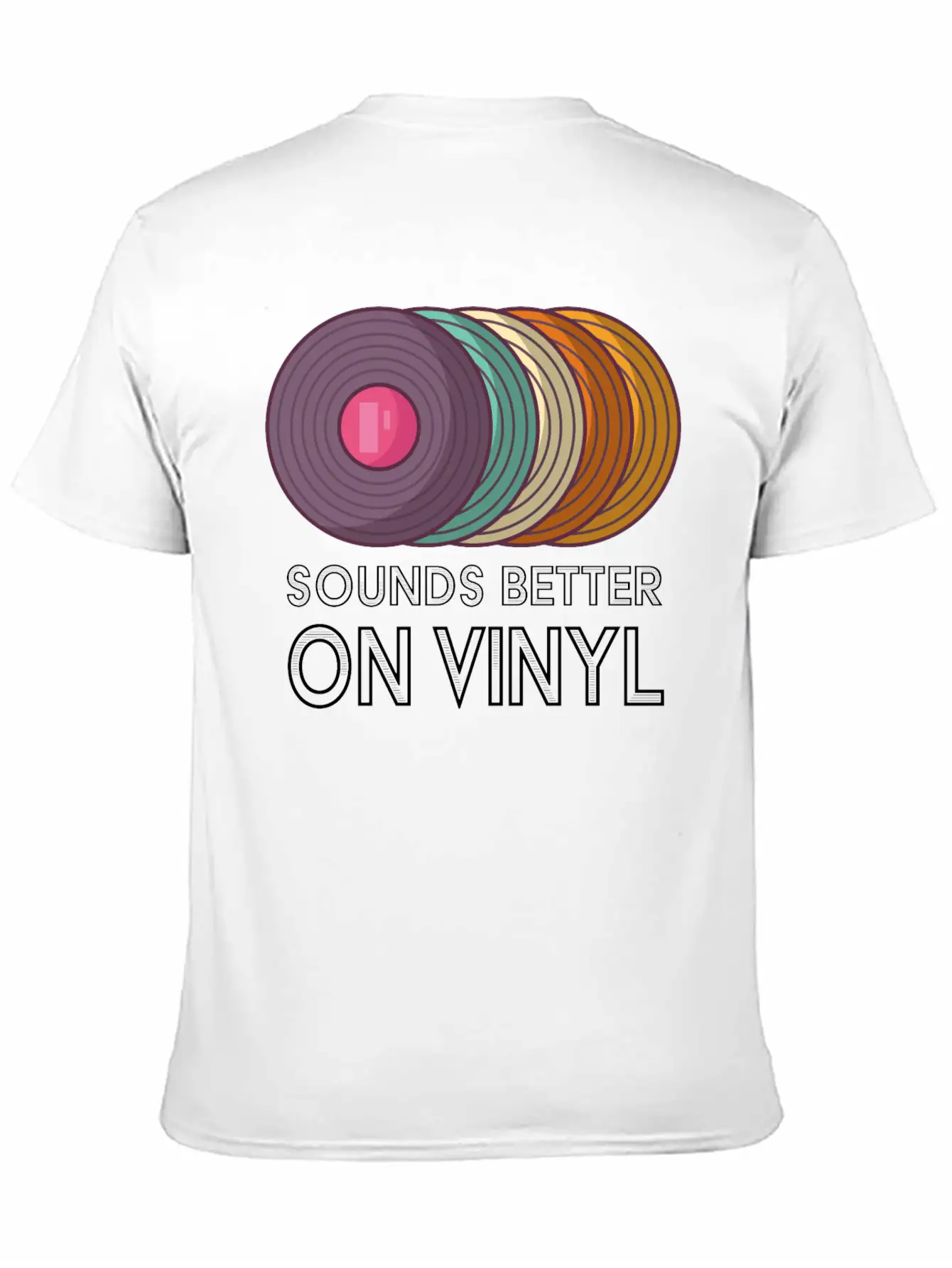 Music Sounds Better On Vinyl Retro Sound Vintage Breathable Soft Cotton T-Shirt – Timeless Casual Look