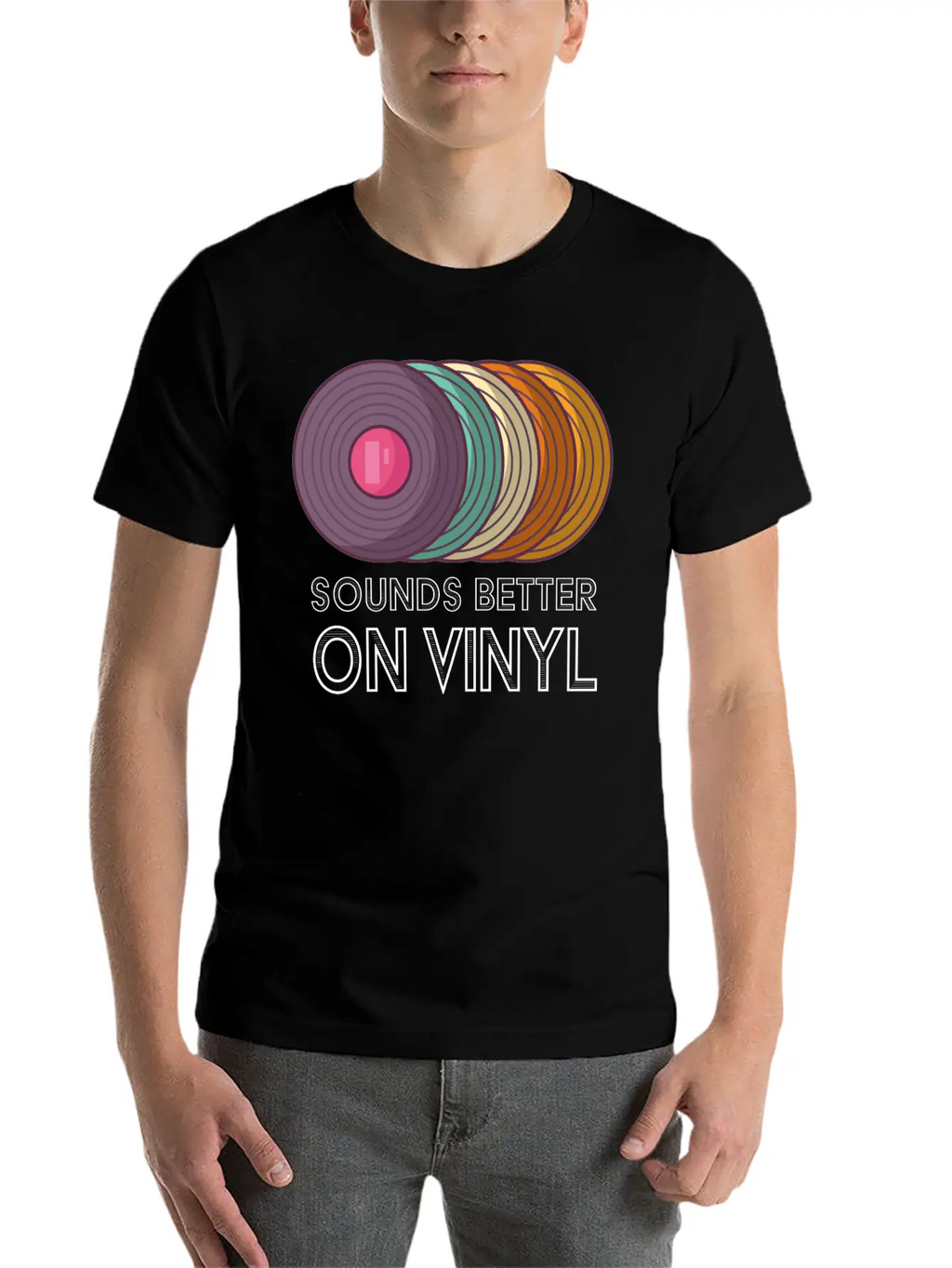 Music Sounds Better On Vinyl Retro Sound Vintage Breathable Soft Cotton T-Shirt – Timeless Casual Look