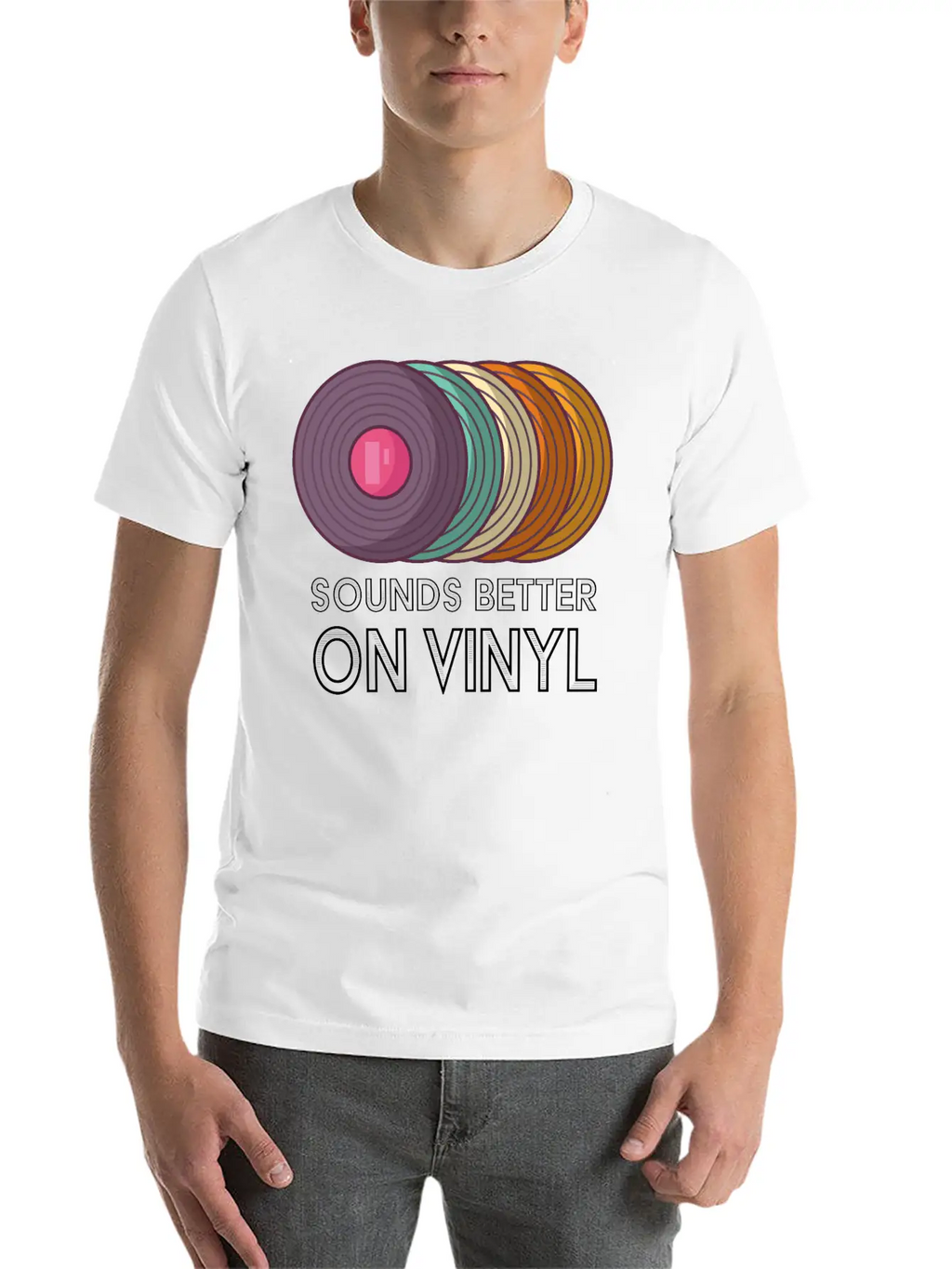 Music Sounds Better On Vinyl Retro Sound Vintage Breathable Soft Cotton T-Shirt – Timeless Casual Look