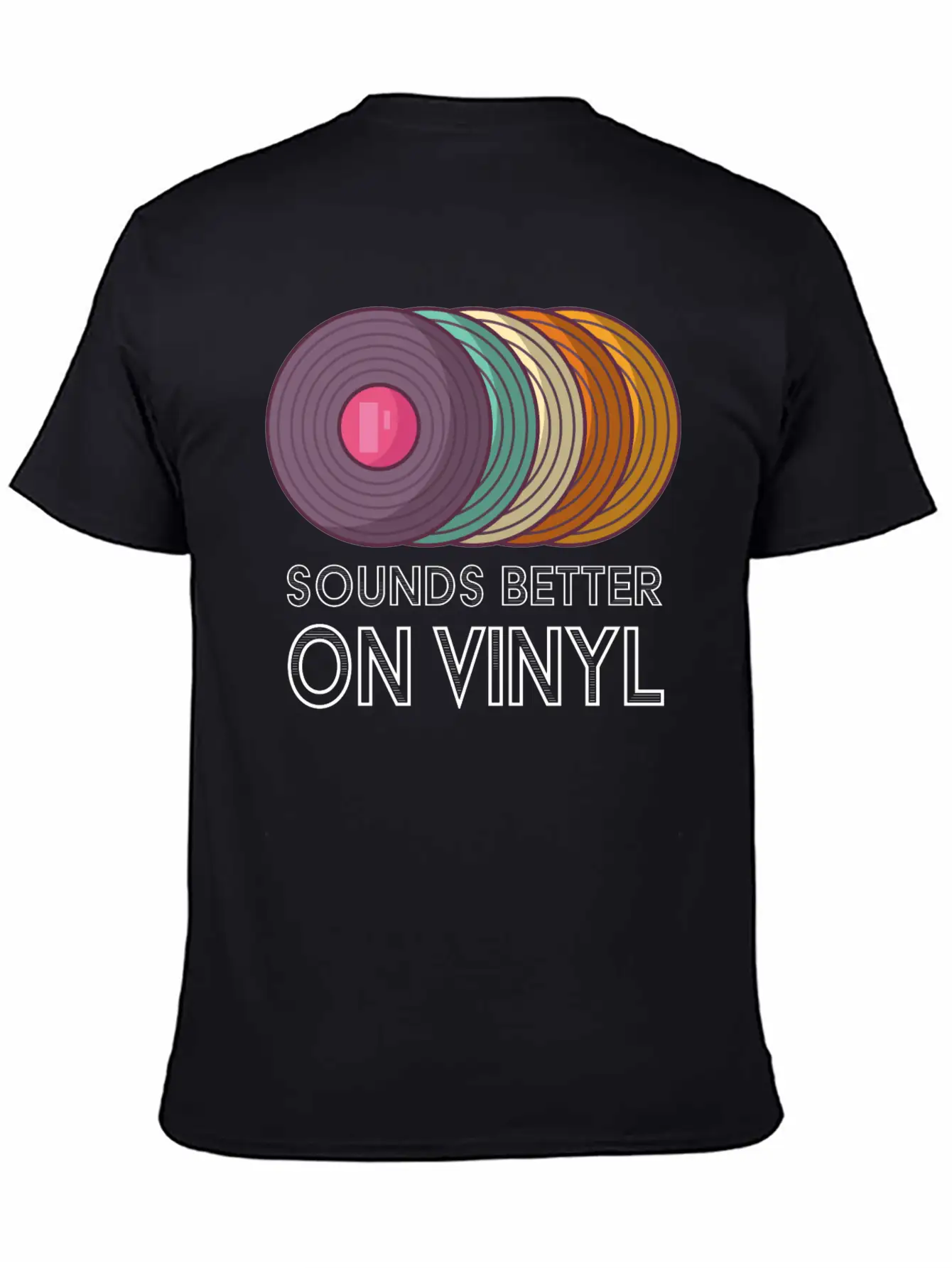 Music Sounds Better On Vinyl Retro Sound Vintage Breathable Soft Cotton T-Shirt – Timeless Casual Look