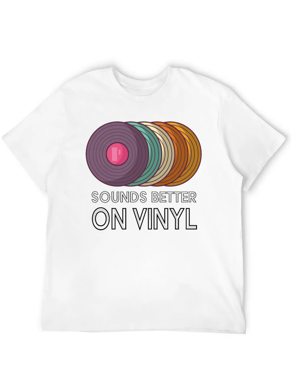 Music Sounds Better On Vinyl Retro Sound Vintage Breathable Soft Cotton T-Shirt – Timeless Casual Look