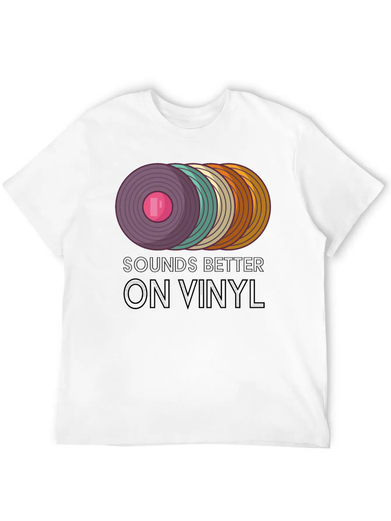 Music Sounds Better On Vinyl Retro Sound Vintage Breathable Soft Cotton T-Shirt – Timeless Casual Look