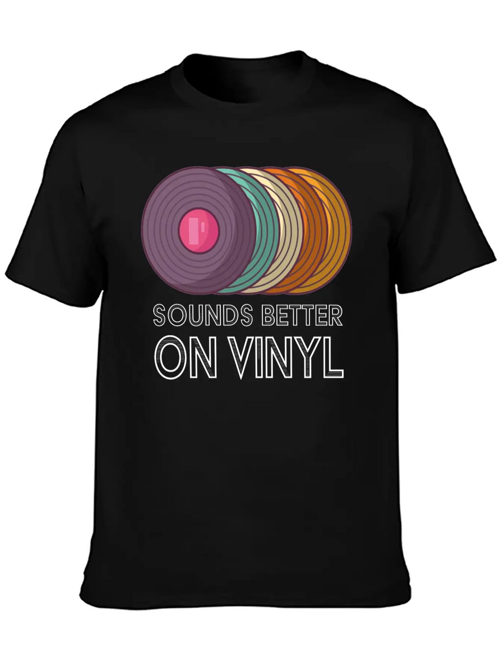 Music Sounds Better On Vinyl Retro Sound Vintage Breathable Soft Cotton T-Shirt – Timeless Casual Look