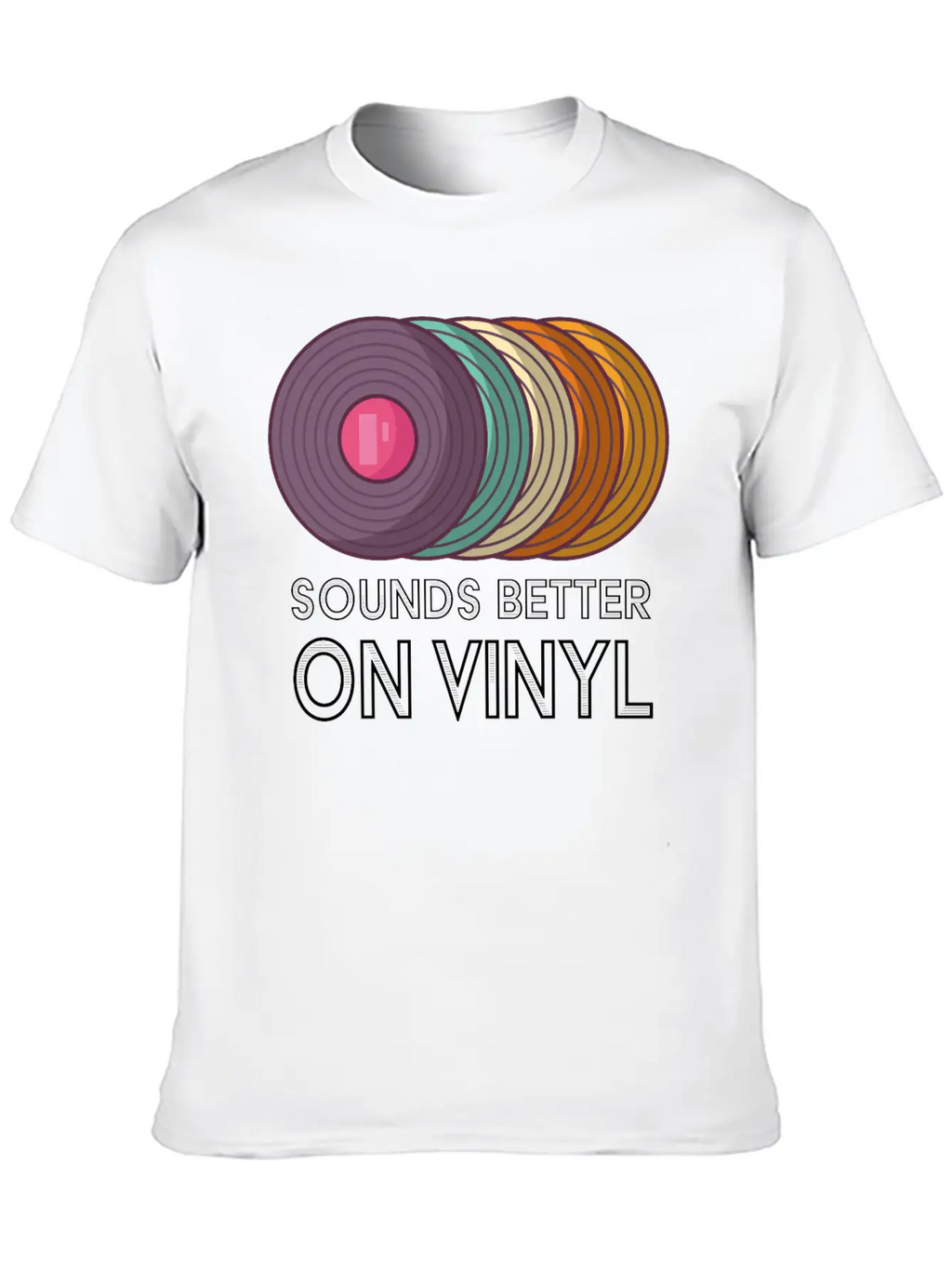 Music Sounds Better On Vinyl Retro Sound Vintage Breathable Soft Cotton T-Shirt – Timeless Casual Look