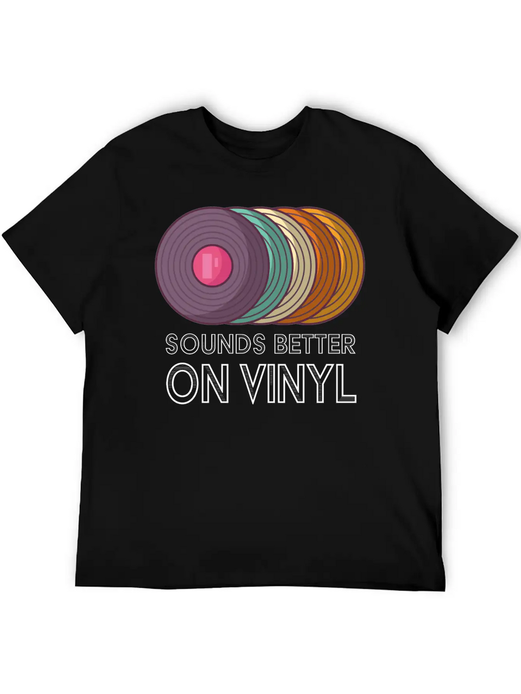 Music Sounds Better On Vinyl Retro Sound Vintage Breathable Soft Cotton T-Shirt – Timeless Casual Look