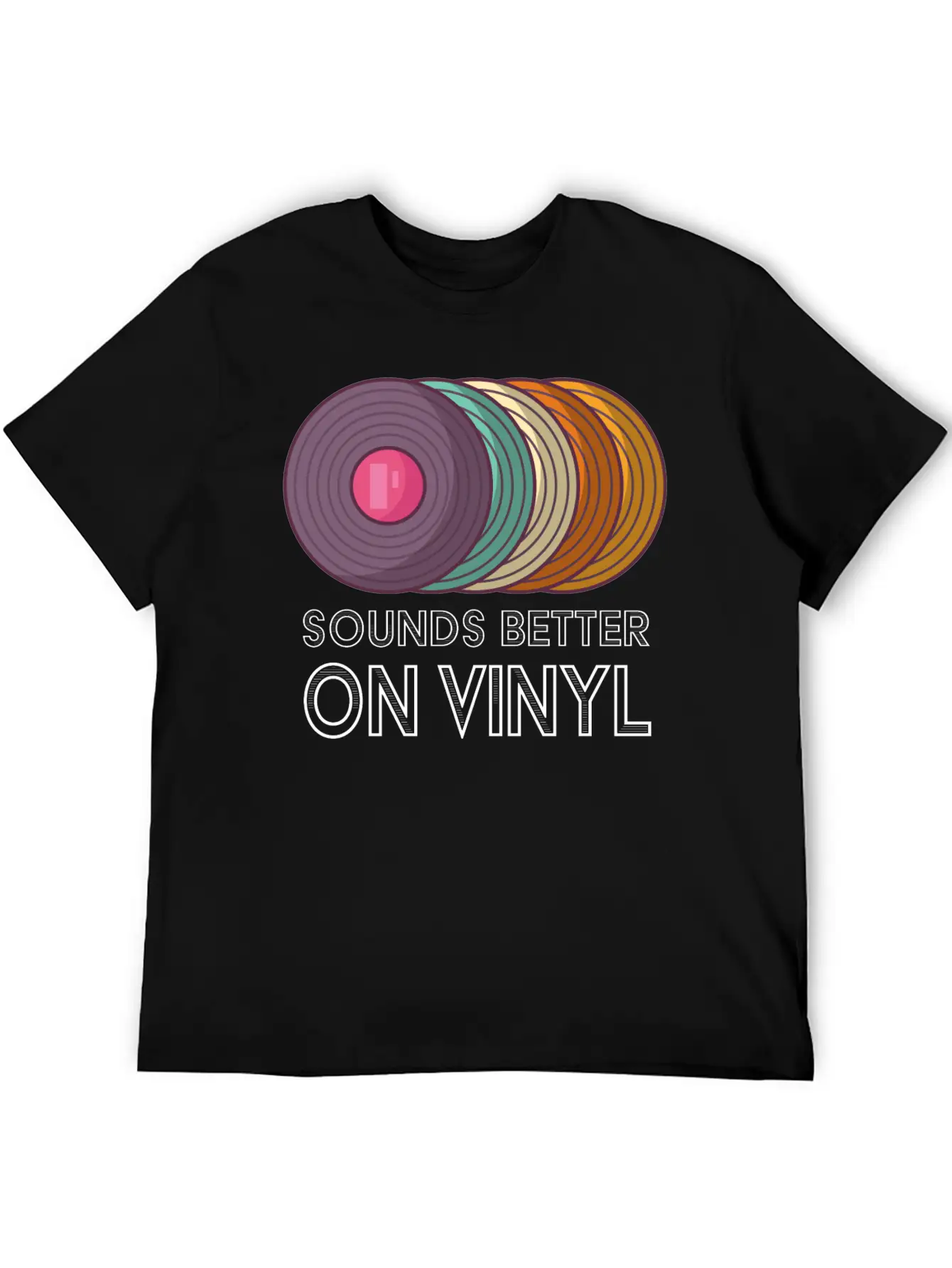 Music Sounds Better On Vinyl Retro Sound Vintage Breathable Soft Cotton T-Shirt – Timeless Casual Look