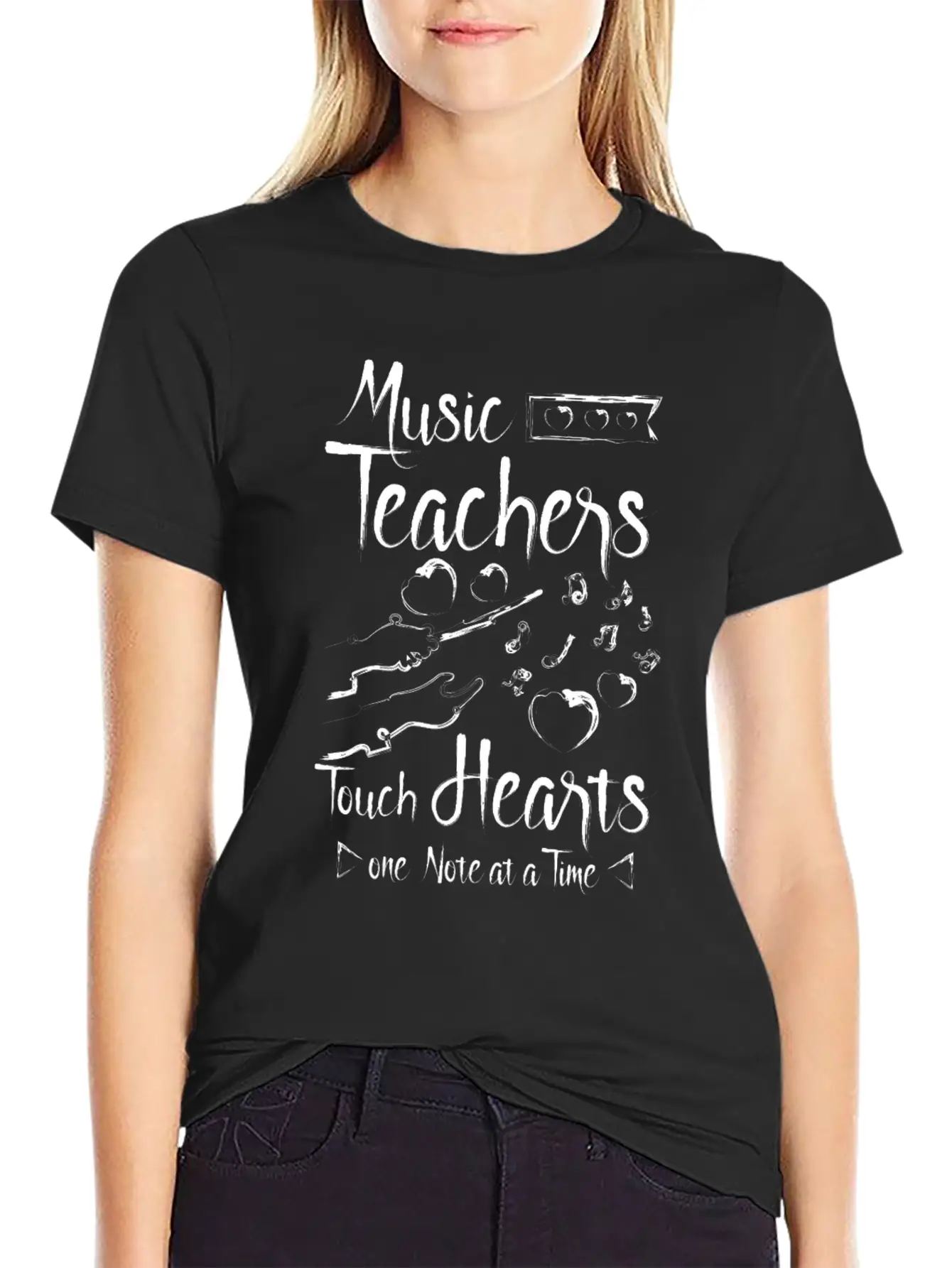 Music Teachers Touch Hearts One Note At A Time Breathable Graphic T-Shirt – Perfect For Casual Days