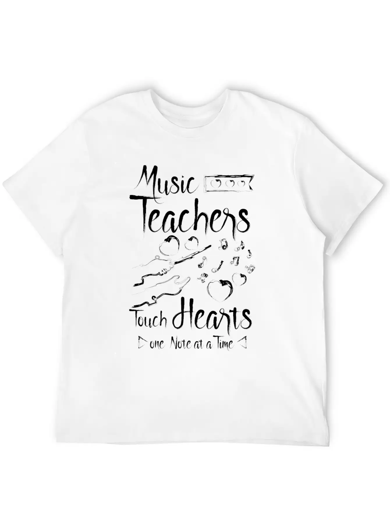 Music Teachers Touch Hearts One Note At A Time Breathable Graphic T-Shirt – Perfect For Casual Days