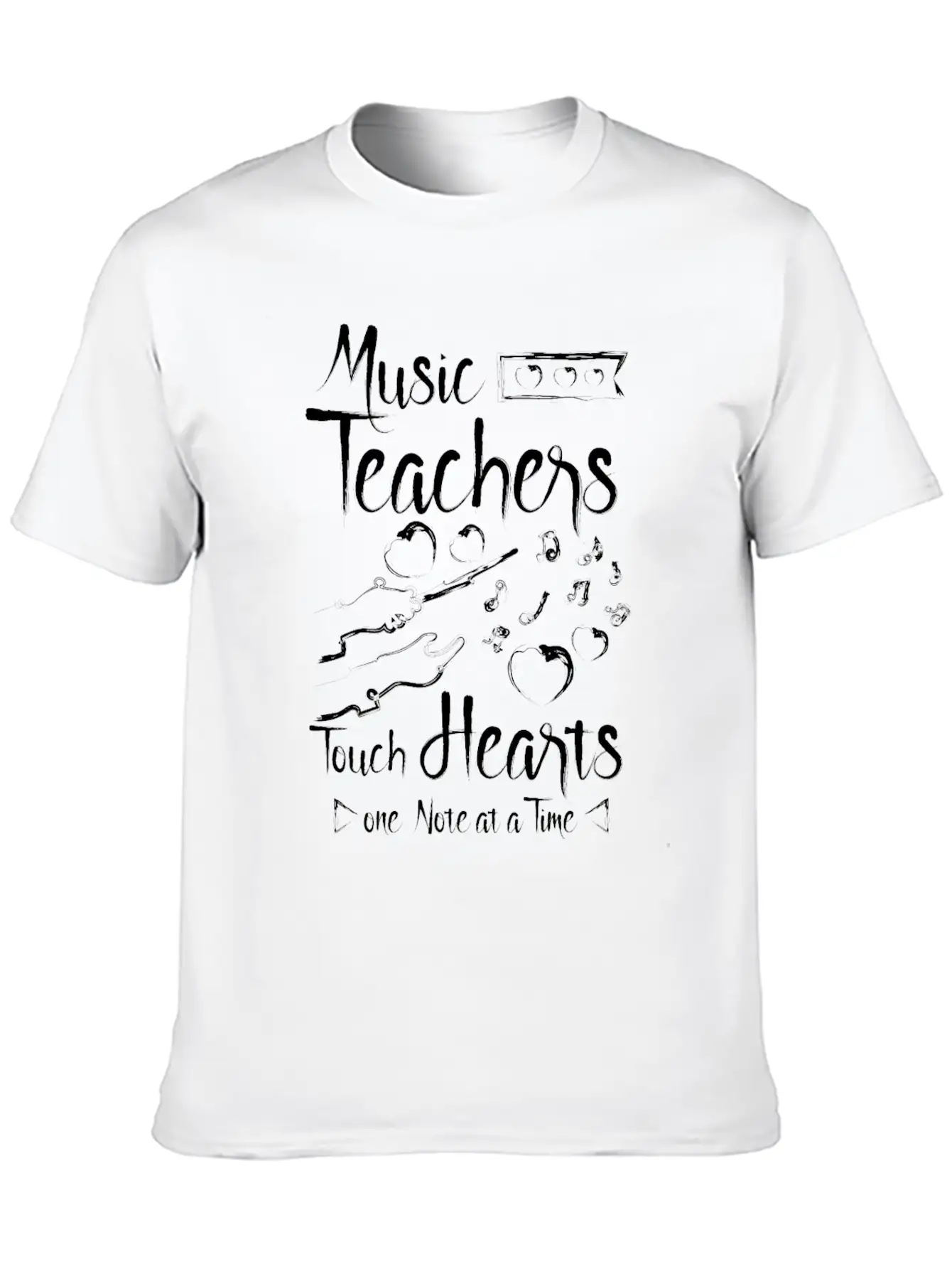 Music Teachers Touch Hearts One Note At A Time Breathable Graphic T-Shirt – Perfect For Casual Days