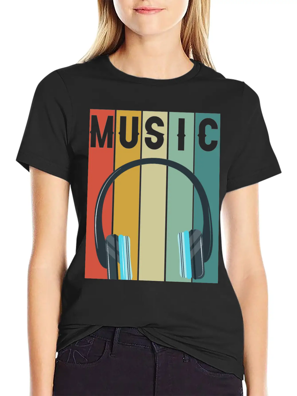 Music Vintage Shirt With Headphone For Music Lover Breathable Soft Cotton T-Shirt – Timeless Casual Look
