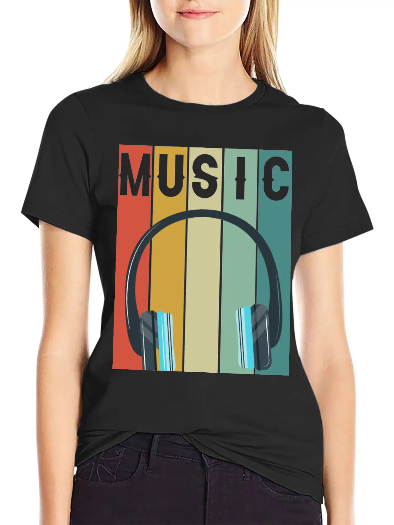 Music Vintage Shirt With Headphone For Music Lover Breathable Soft Cotton T-Shirt – Timeless Casual Look