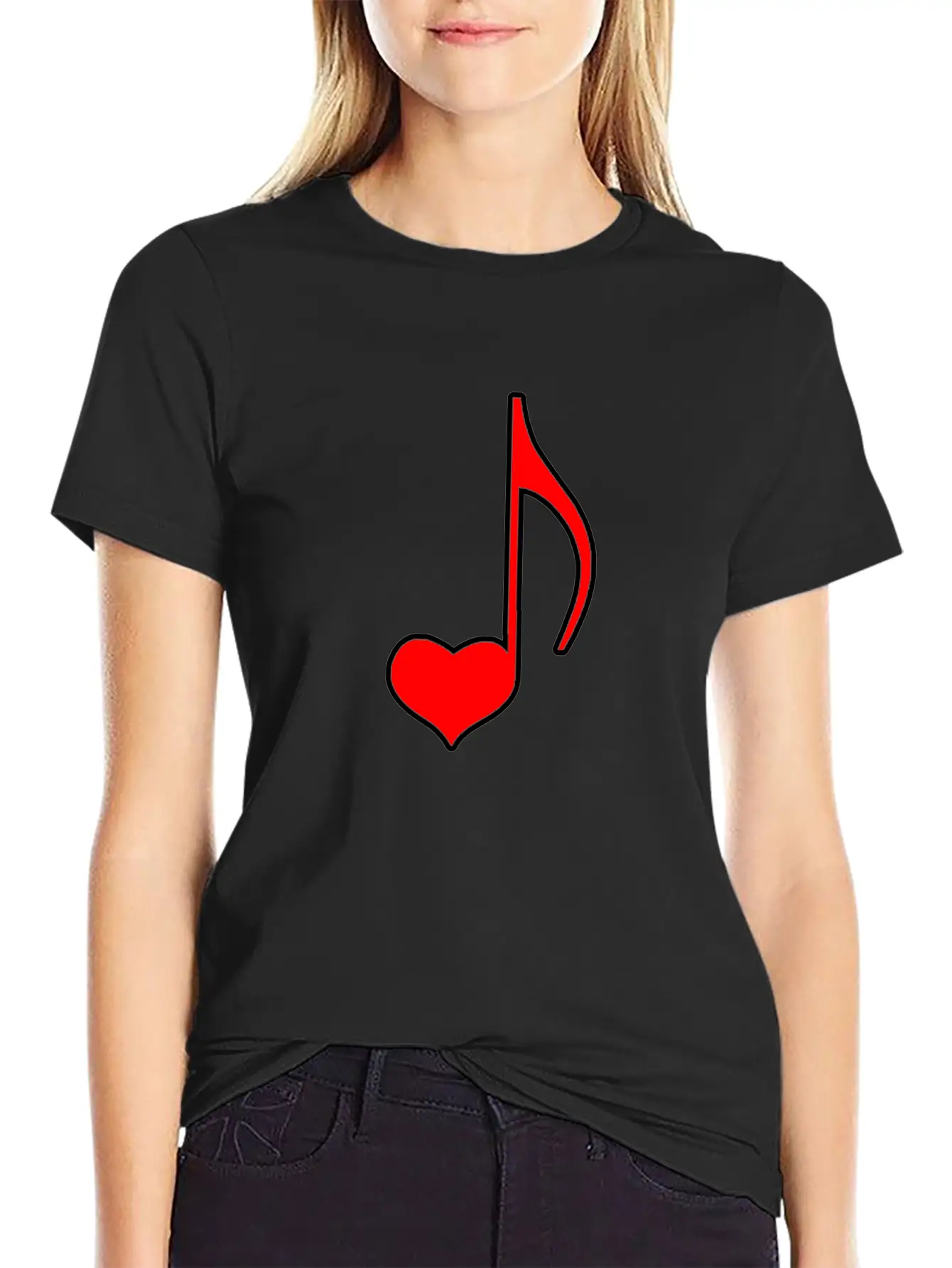 Musical Note With Heart Gift Relaxed Everyday Tee – Lightweight And Durable Cotton