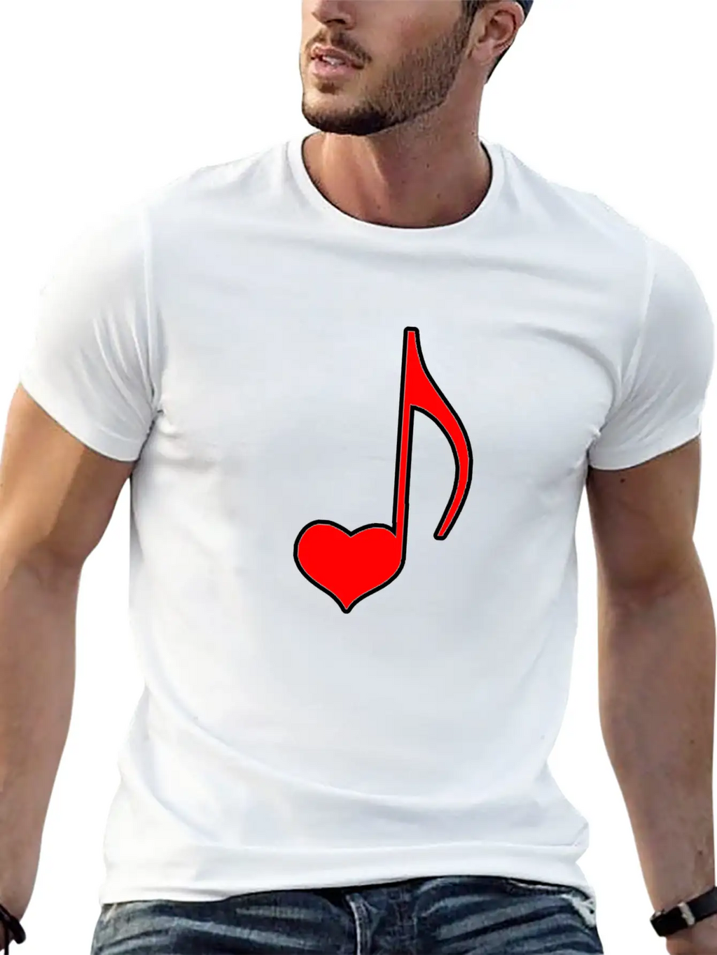 Musical Note With Heart Gift Relaxed Everyday Tee – Lightweight And Durable Cotton