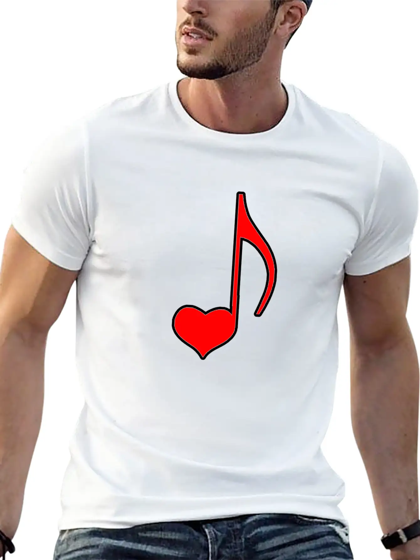 Musical Note With Heart Gift Relaxed Everyday Tee – Lightweight And Durable Cotton