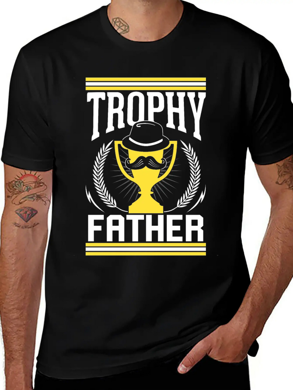 Mustache Trophy Father Award Best Dad Bearded Breathable Soft Cotton T-Shirt – Timeless Casual Look