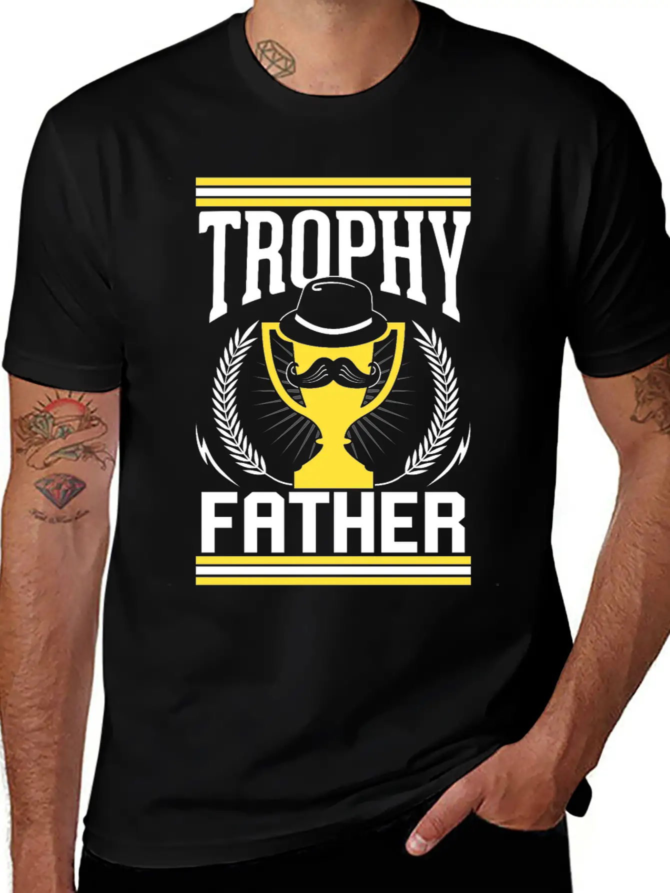 Mustache Trophy Father Award Best Dad Bearded Breathable Soft Cotton T-Shirt – Timeless Casual Look