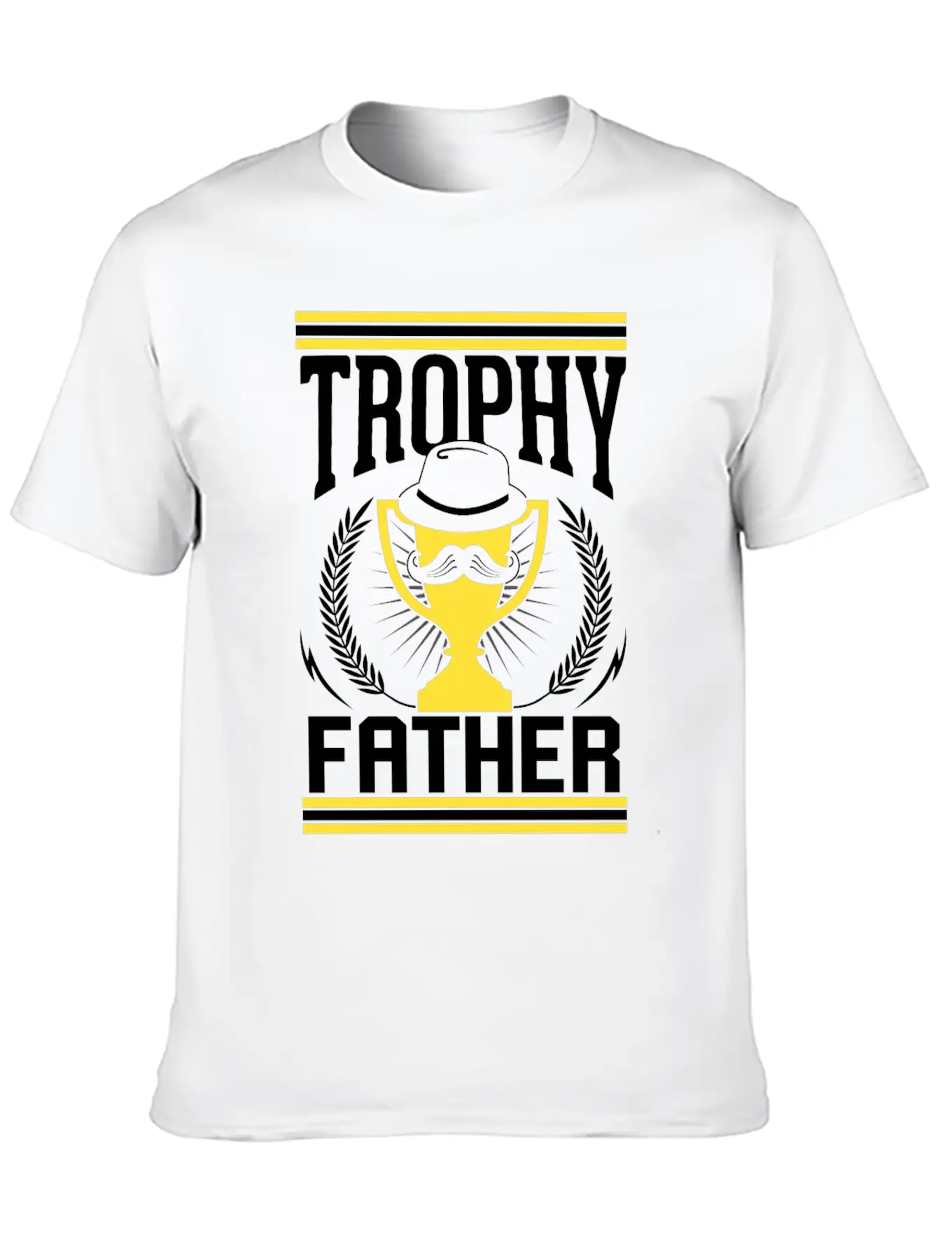Mustache Trophy Father Award Best Dad Bearded Breathable Soft Cotton T-Shirt – Timeless Casual Look