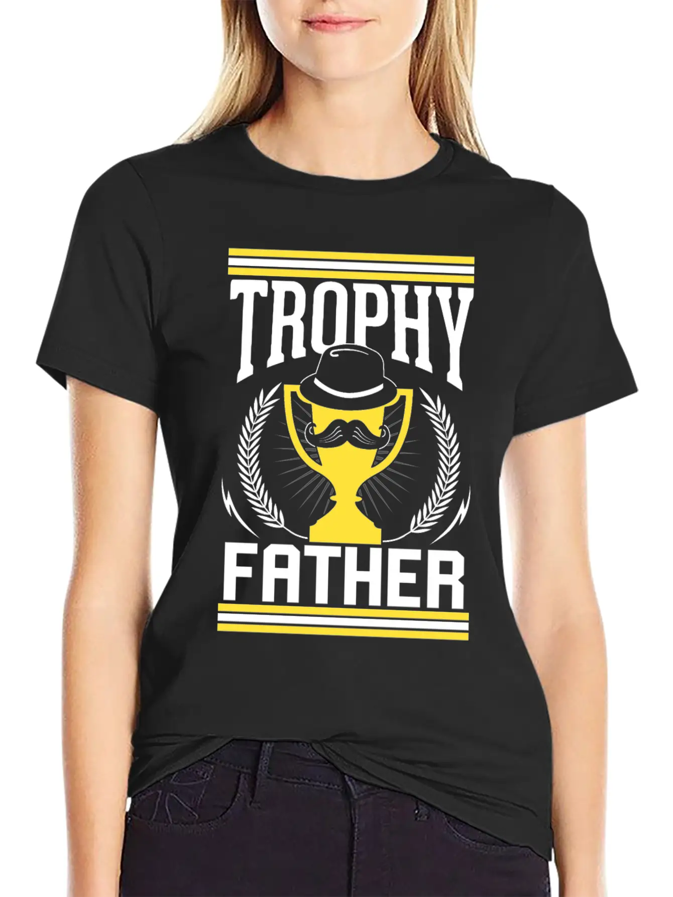 Mustache Trophy Father Award Best Dad Bearded Breathable Soft Cotton T-Shirt – Timeless Casual Look