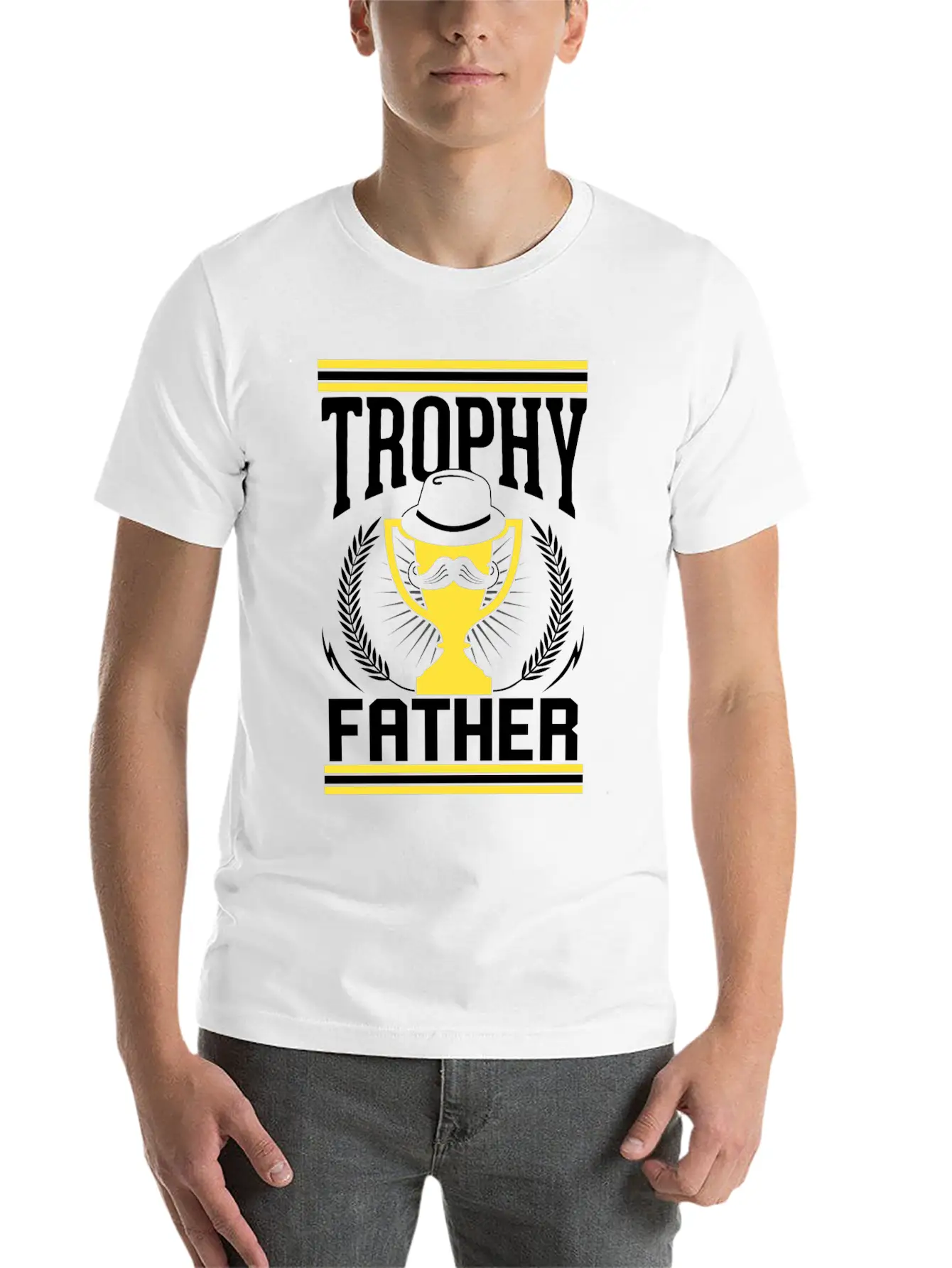 Mustache Trophy Father Award Best Dad Bearded Breathable Soft Cotton T-Shirt – Timeless Casual Look