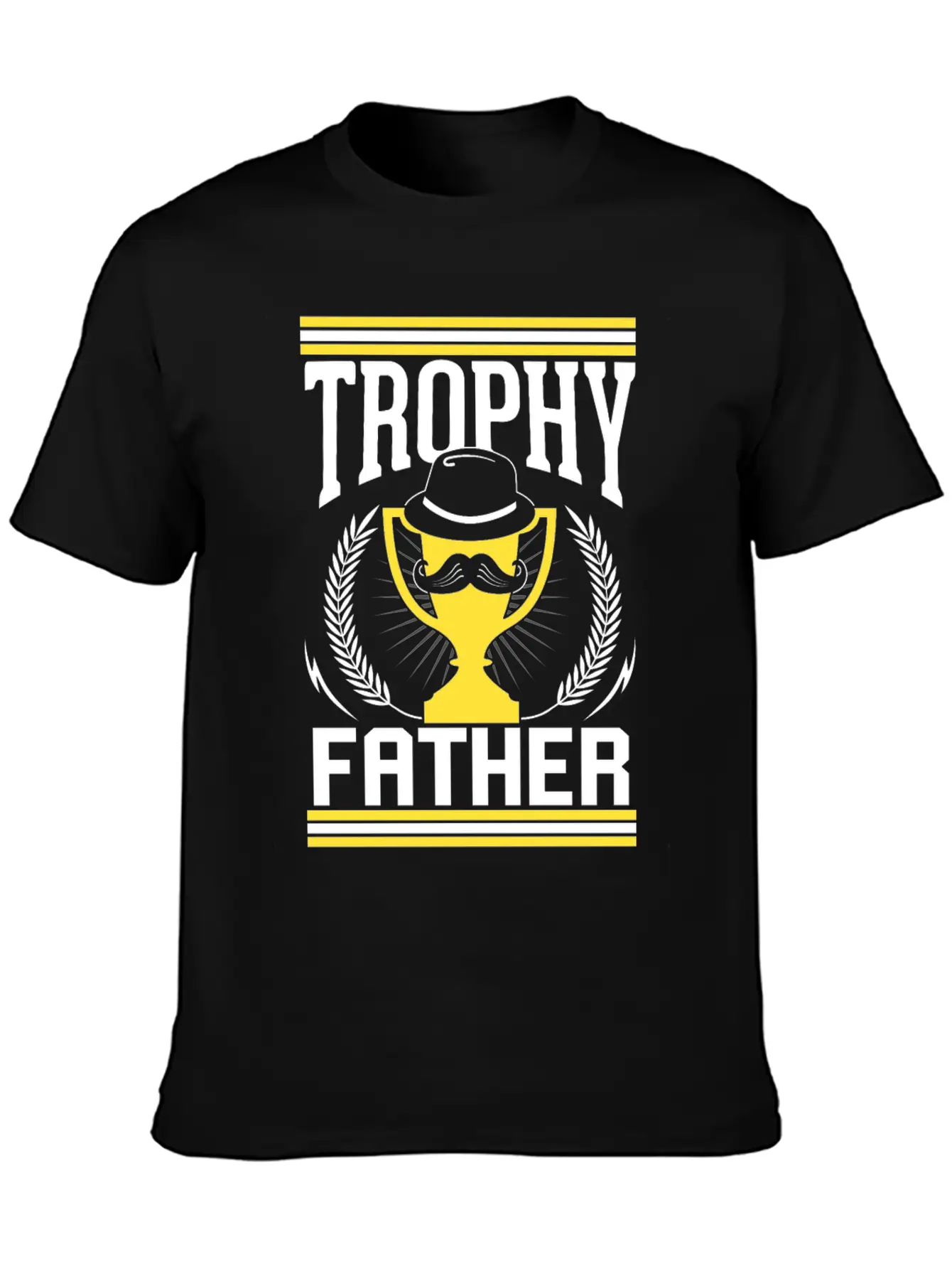 Mustache Trophy Father Award Best Dad Bearded Breathable Soft Cotton T-Shirt – Timeless Casual Look