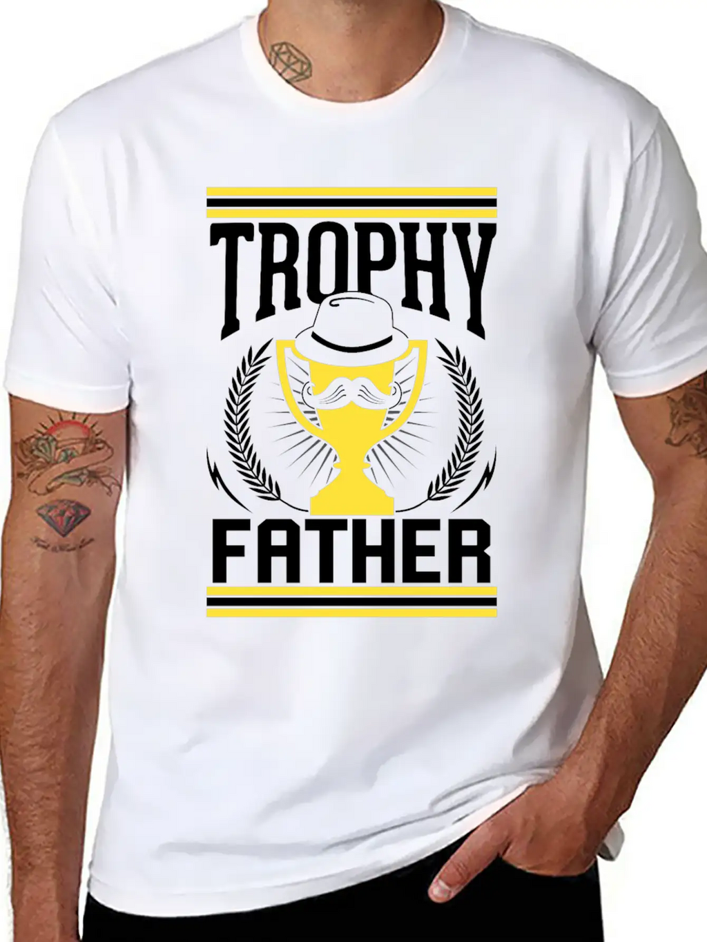 Mustache Trophy Father Award Best Dad Bearded Breathable Soft Cotton T-Shirt – Timeless Casual Look
