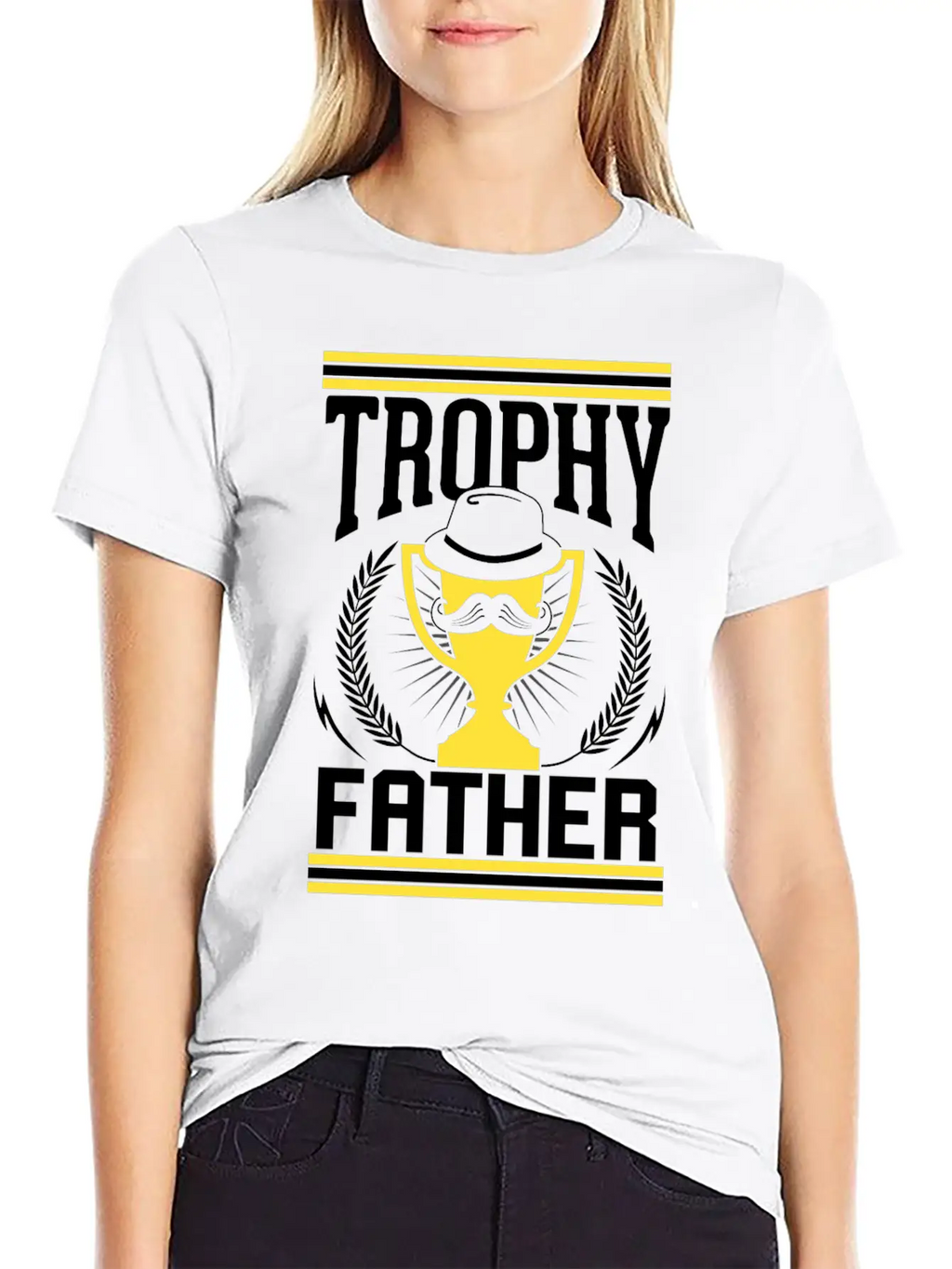 Mustache Trophy Father Award Best Dad Bearded Breathable Soft Cotton T-Shirt – Timeless Casual Look