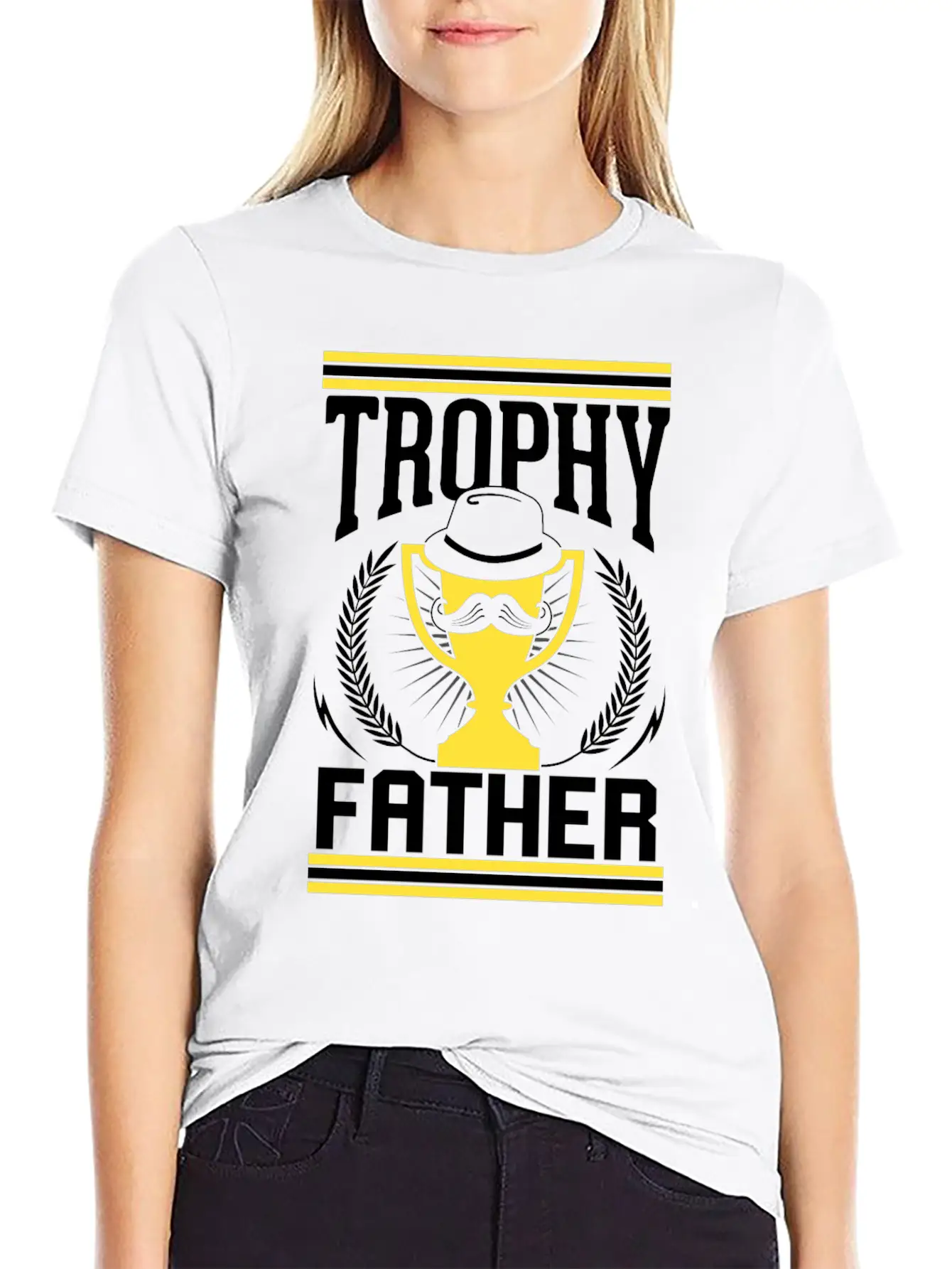Mustache Trophy Father Award Best Dad Bearded Breathable Soft Cotton T-Shirt – Timeless Casual Look